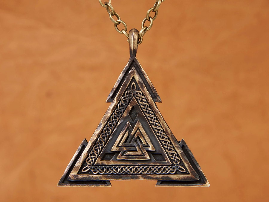 Large Viking Valknut Warrior Pendant Norse Jewelry Necklace - Baldur Jewelry