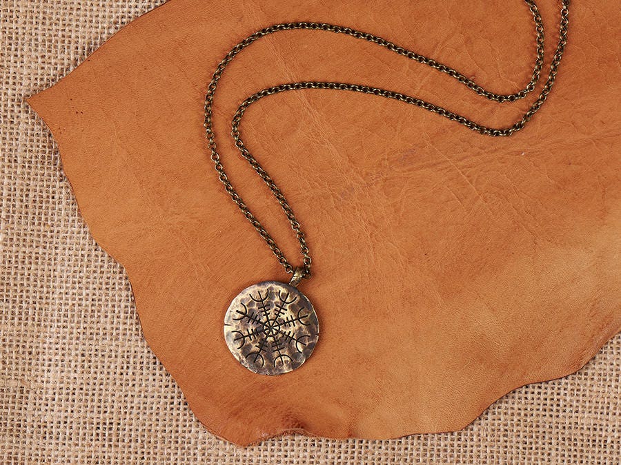 Viking Protection Pendant Aegishjalmur Helm of Awe Necklace Norse Jewelry With Chain - Baldur Jewelry