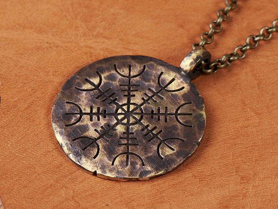 Viking Protection Pendant Aegishjalmur Helm of Awe Necklace Norse Jewelry With Chain - Baldur Jewelry