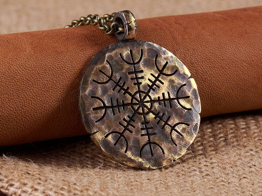 Viking Protection Pendant Aegishjalmur Helm of Awe Necklace Norse Jewelry With Chain - Baldur Jewelry