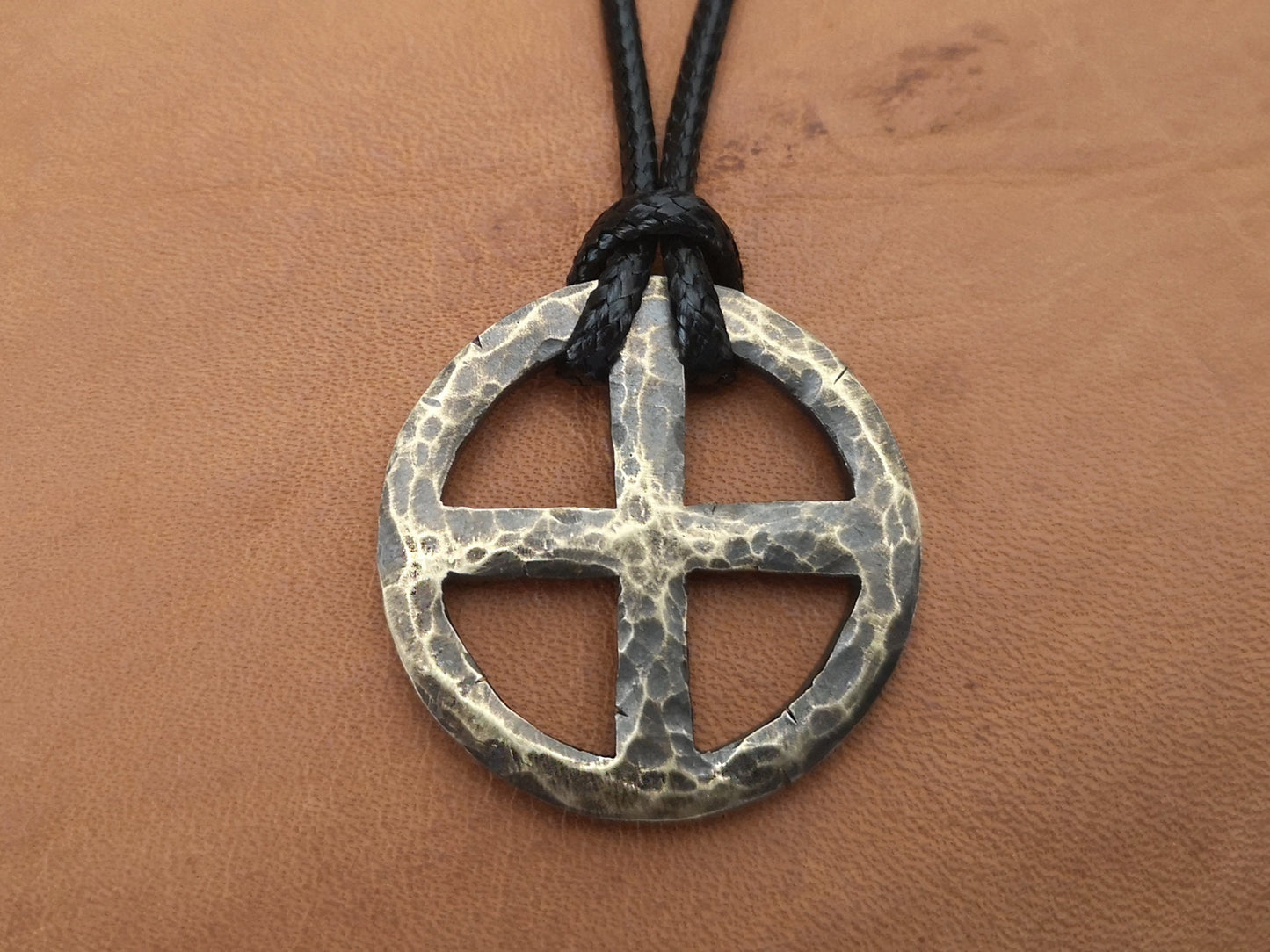 Hand Hammered Solar Cross, Sun Wheel, Viking Cross, Wheel of Life, Viking Norse Jewelry Pendant Necklace - Baldur Jewelry