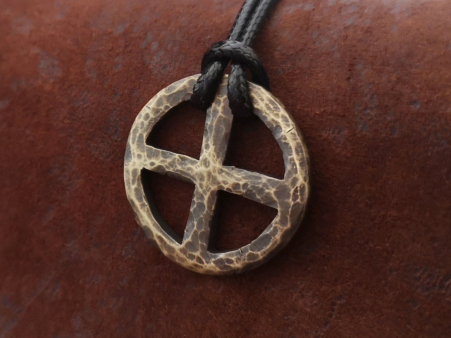 Hand Hammered Solar Cross, Sun Wheel, Viking Cross, Wheel of Life, Viking Norse Jewelry Pendant Necklace - Baldur Jewelry