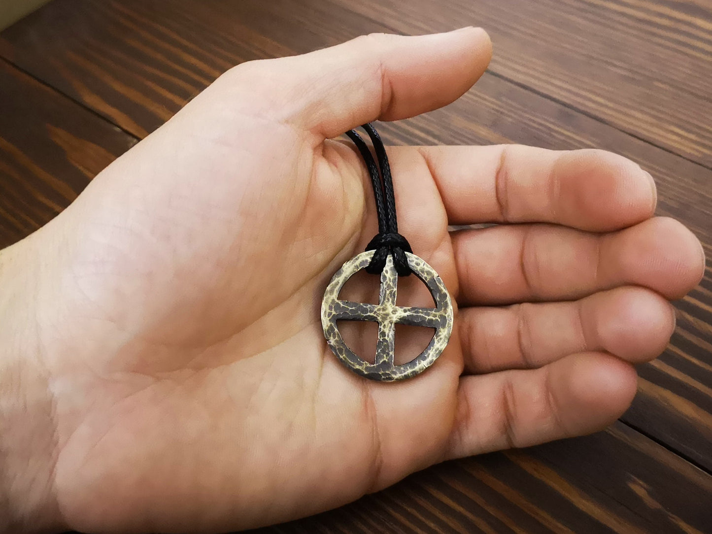 Hand Hammered Solar Cross, Sun Wheel, Viking Cross, Wheel of Life, Viking Norse Jewelry Pendant Necklace - Baldur Jewelry