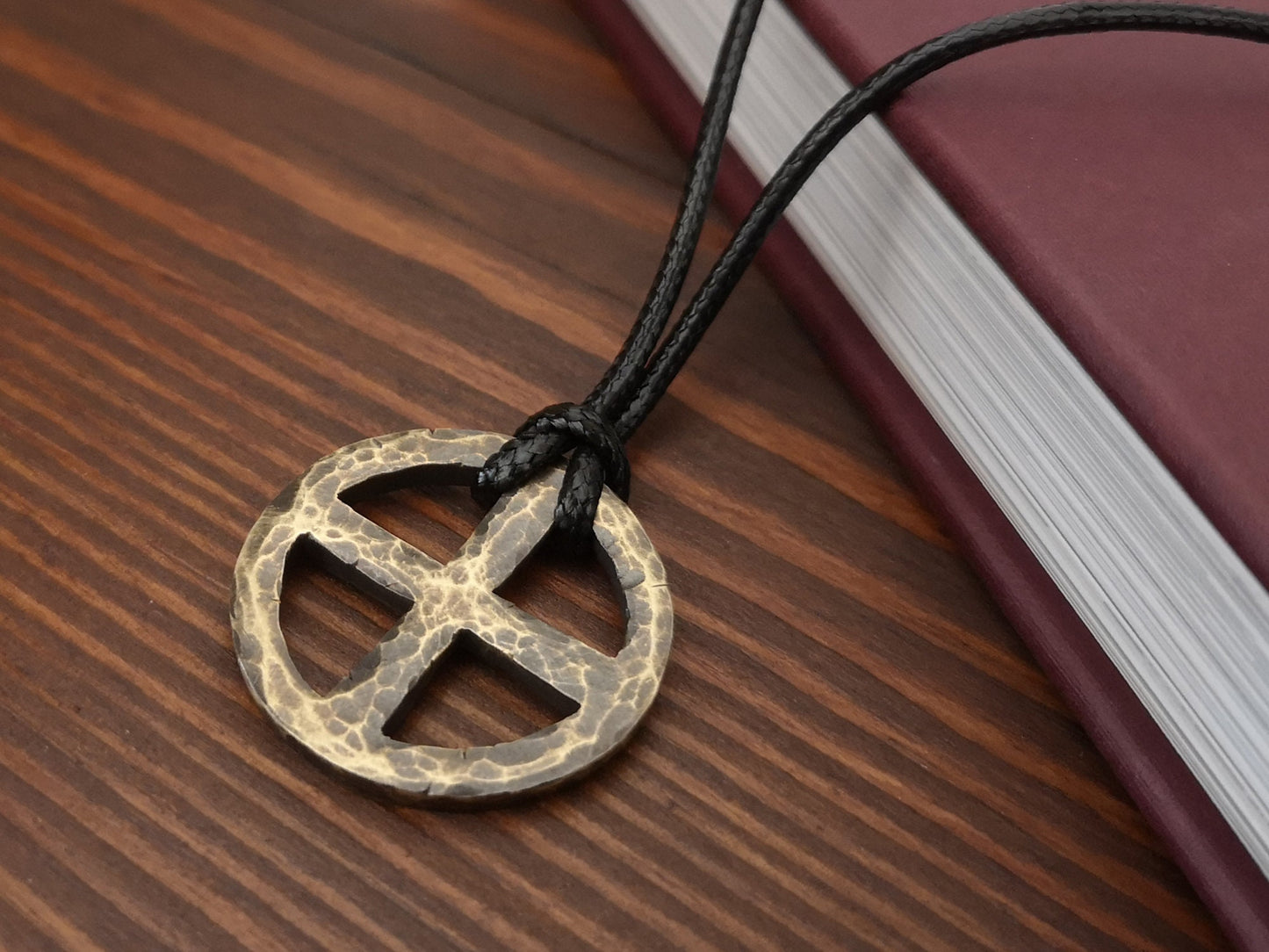 Hand Hammered Solar Cross, Sun Wheel, Viking Cross, Wheel of Life, Viking Norse Jewelry Pendant Necklace - Baldur Jewelry