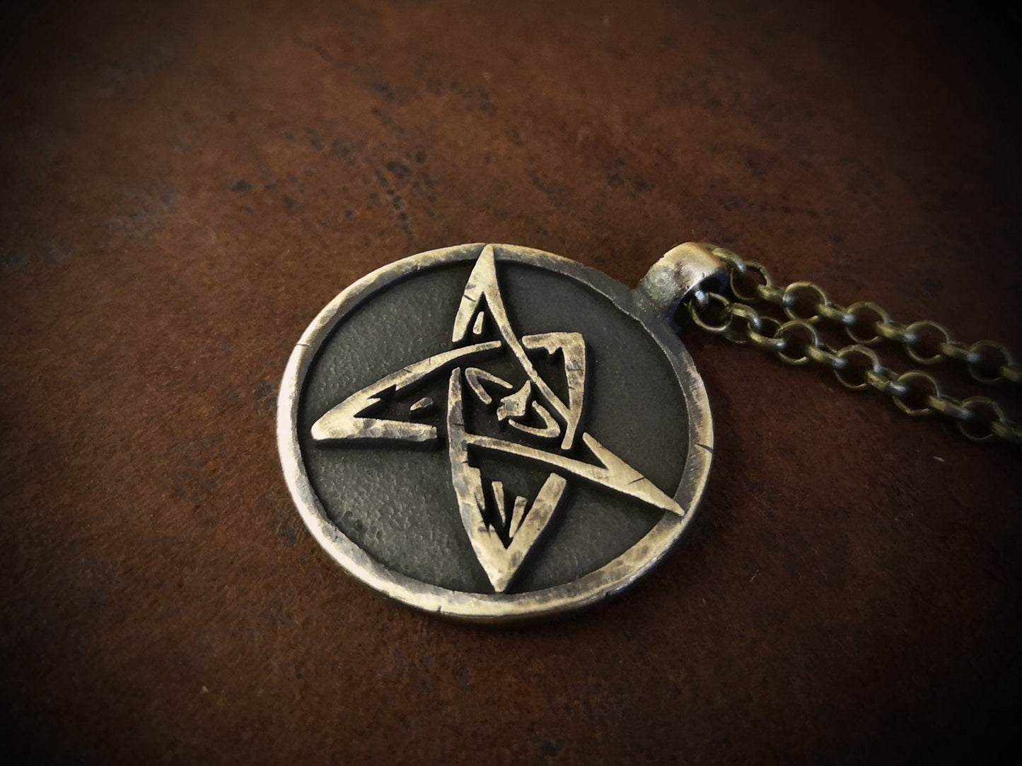 Hand Hammered Lovecraft Elder Sign Cthulhu Necklace Pendant Amulet Jewelry - Baldur Jewelry
