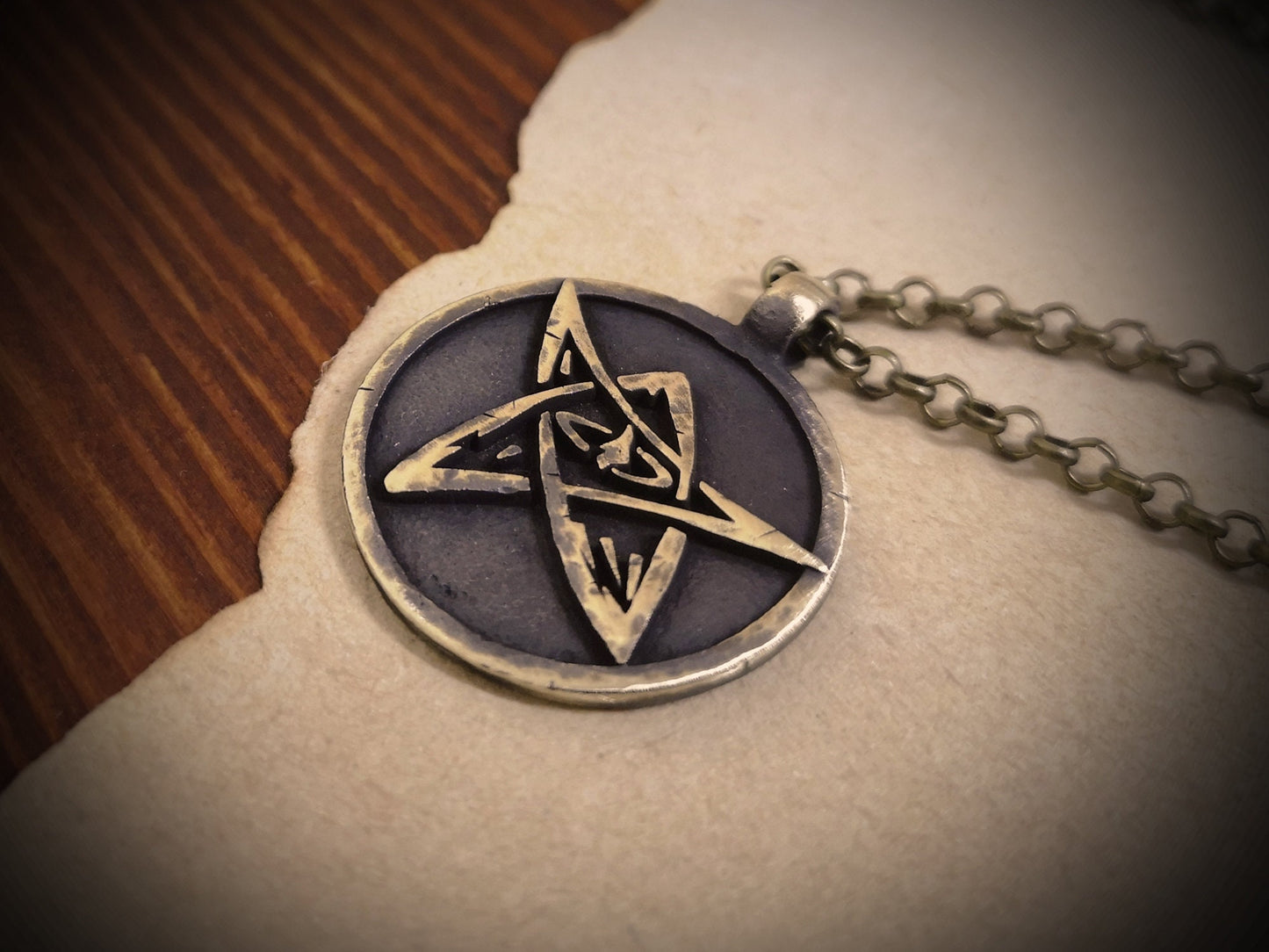 Hand Hammered Lovecraft Elder Sign Cthulhu Necklace Pendant Amulet Jewelry - Baldur Jewelry