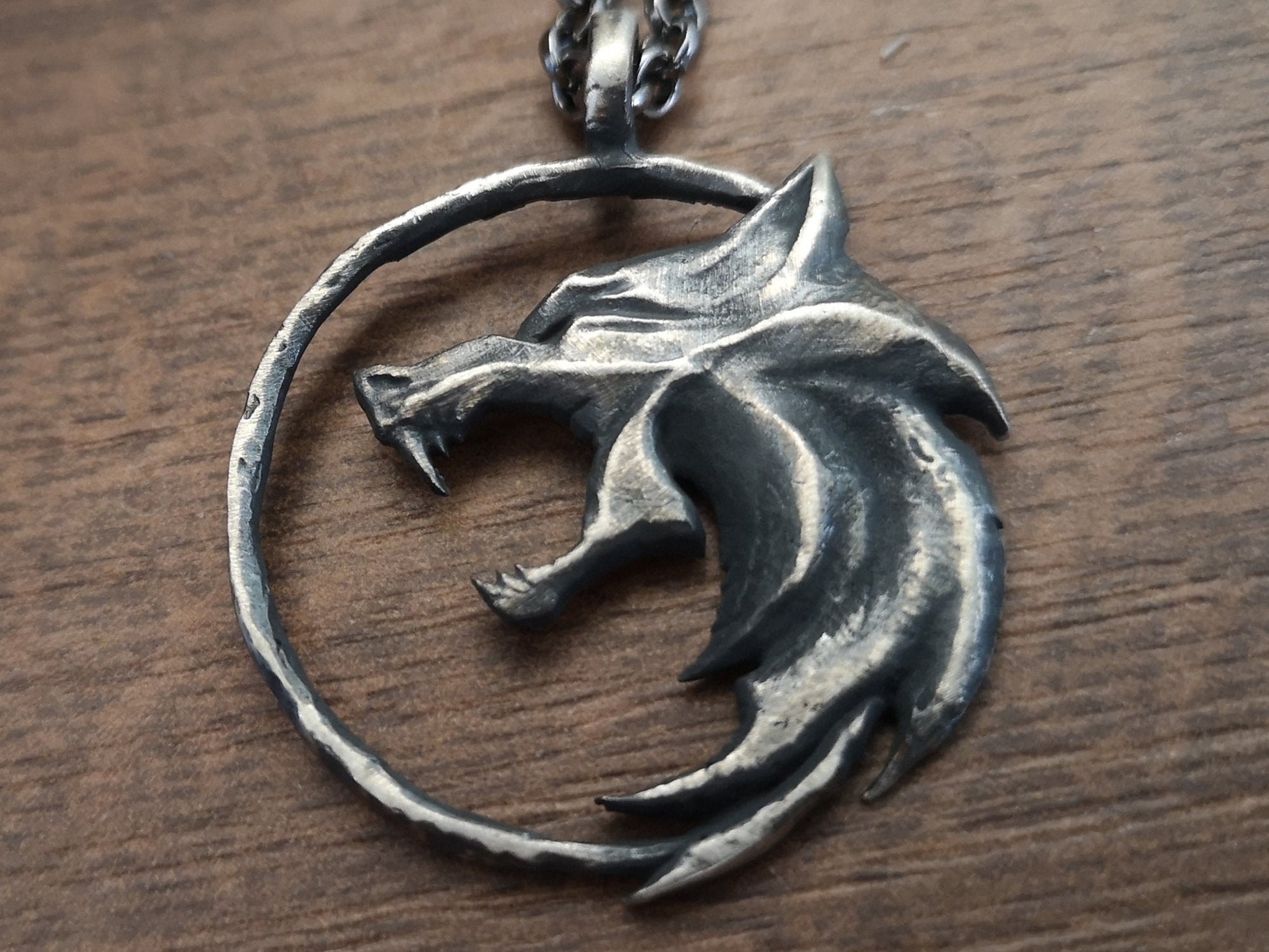 Witcher 925 Sterling Silver Large Necklace Pendant With Chain - Baldur Jewelry