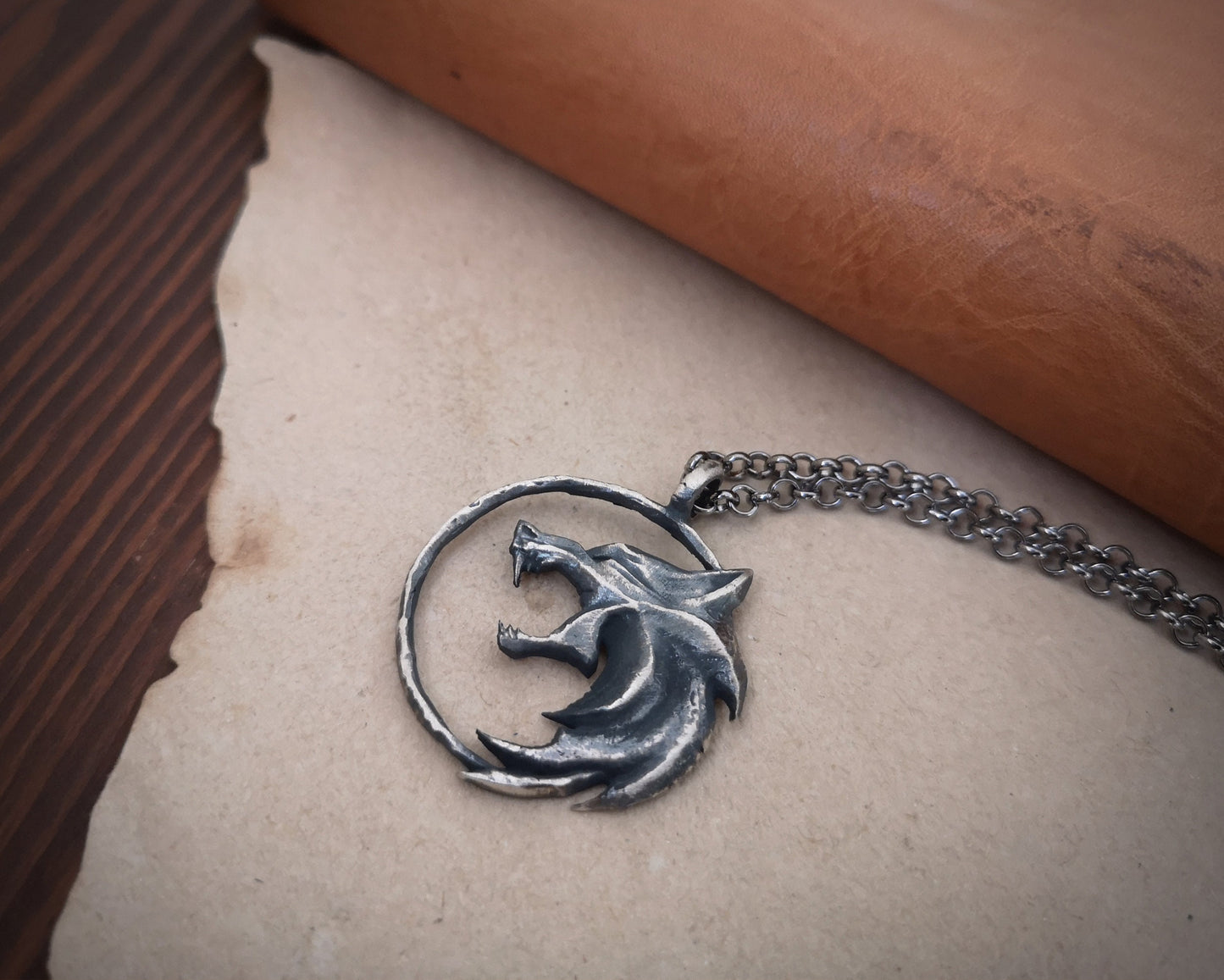 Witcher 925 Sterling Silver Large Necklace Pendant With Chain - Baldur Jewelry