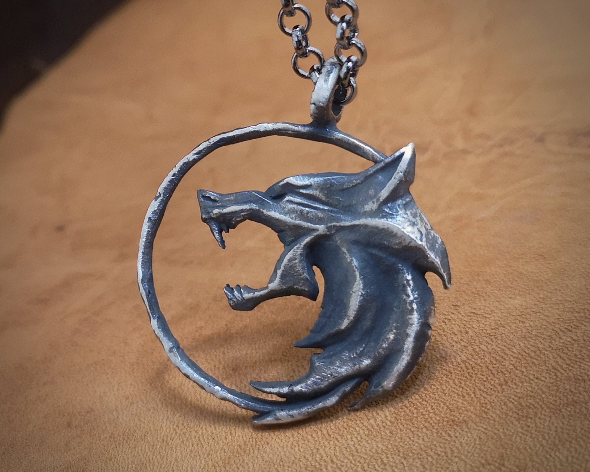 Witcher 925 Sterling Silver Large Necklace Pendant With Chain - Baldur Jewelry
