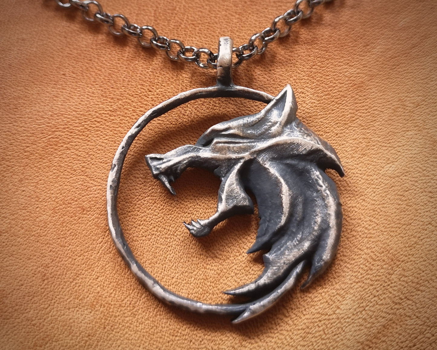 Witcher 925 Sterling Silver Large Necklace Pendant With Chain - Baldur Jewelry