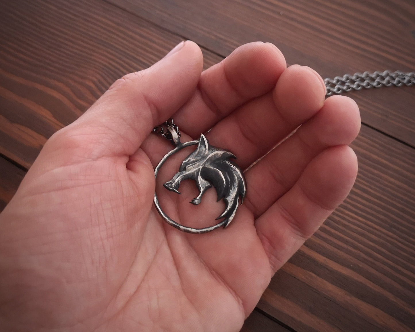 Witcher 925 Sterling Silver Large Necklace Pendant With Chain - Baldur Jewelry