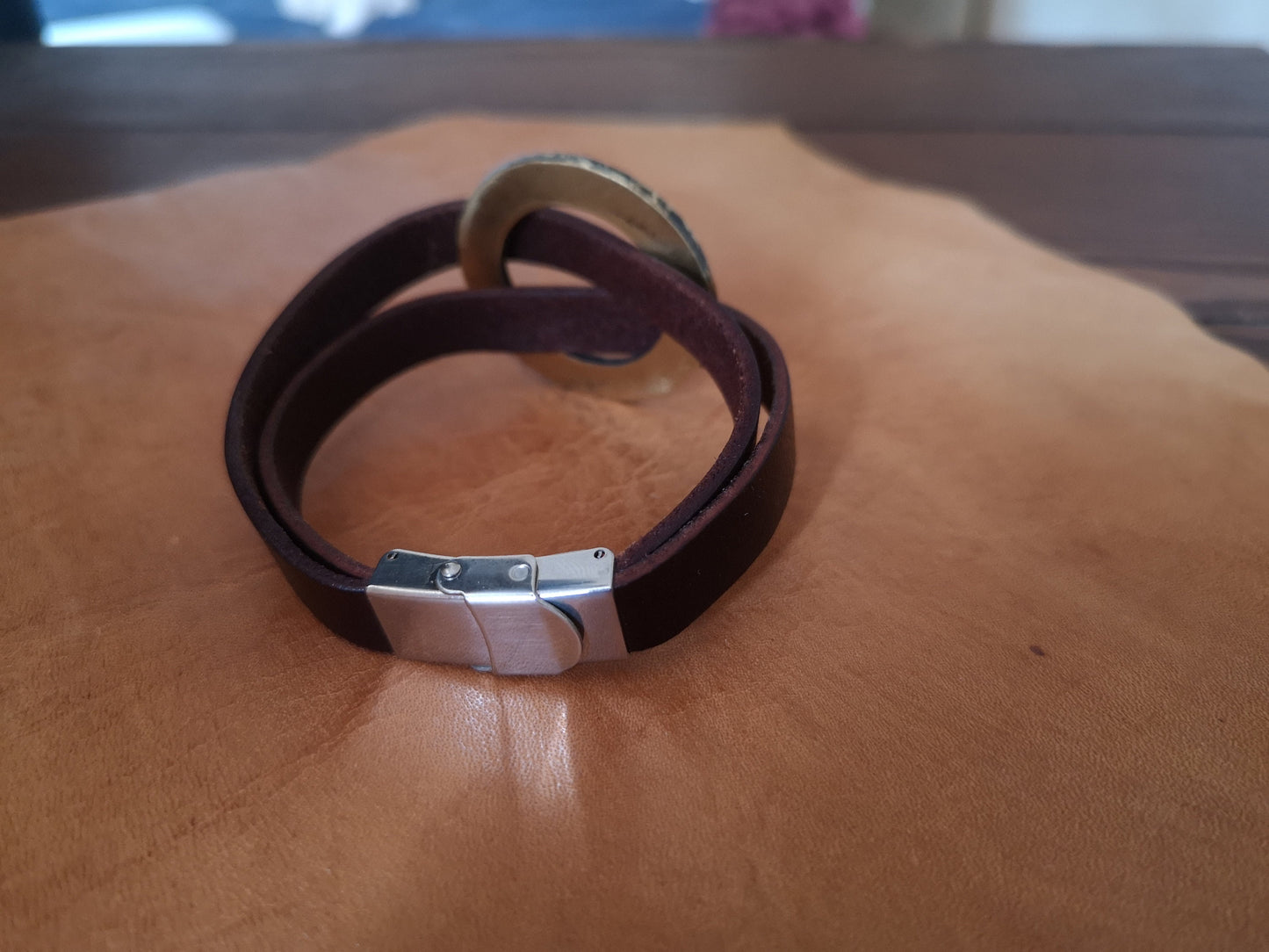 Viking Leather Runic Futhark Bracelet For Men With Stainless Steel Fitting - Baldur Jewelry