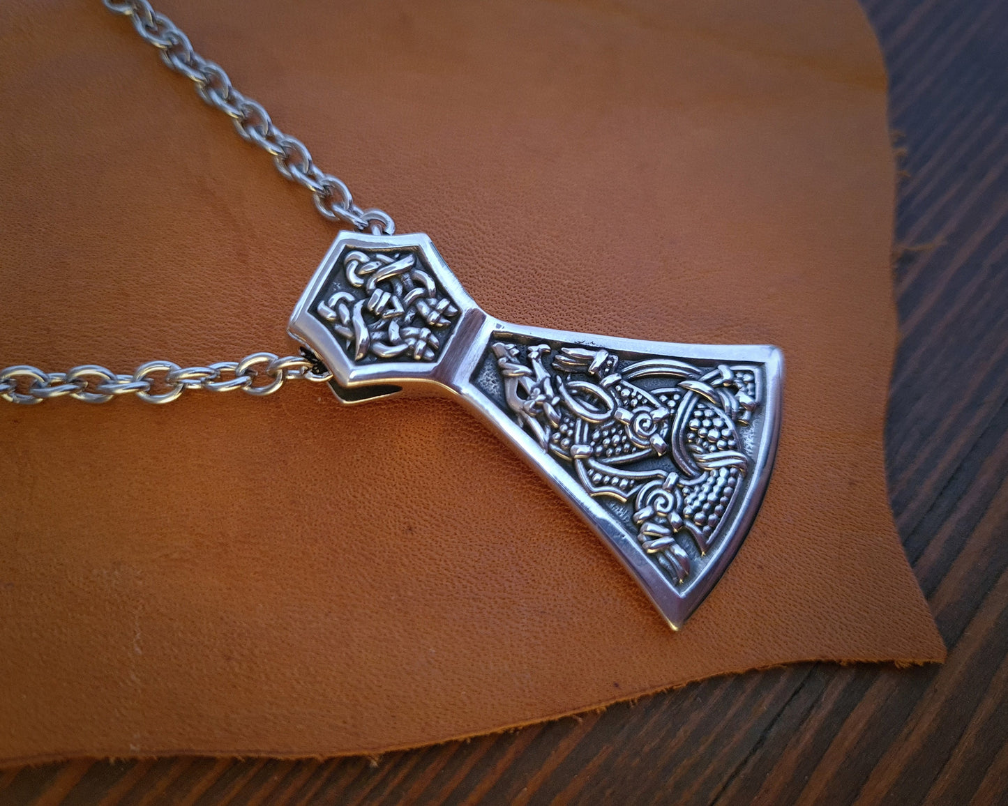 Viking Men Pendant Fenrir Wolf Axe 925 Sterling Silver Men's Necklace Pendant Talisman Jewelry - Baldur Jewelry