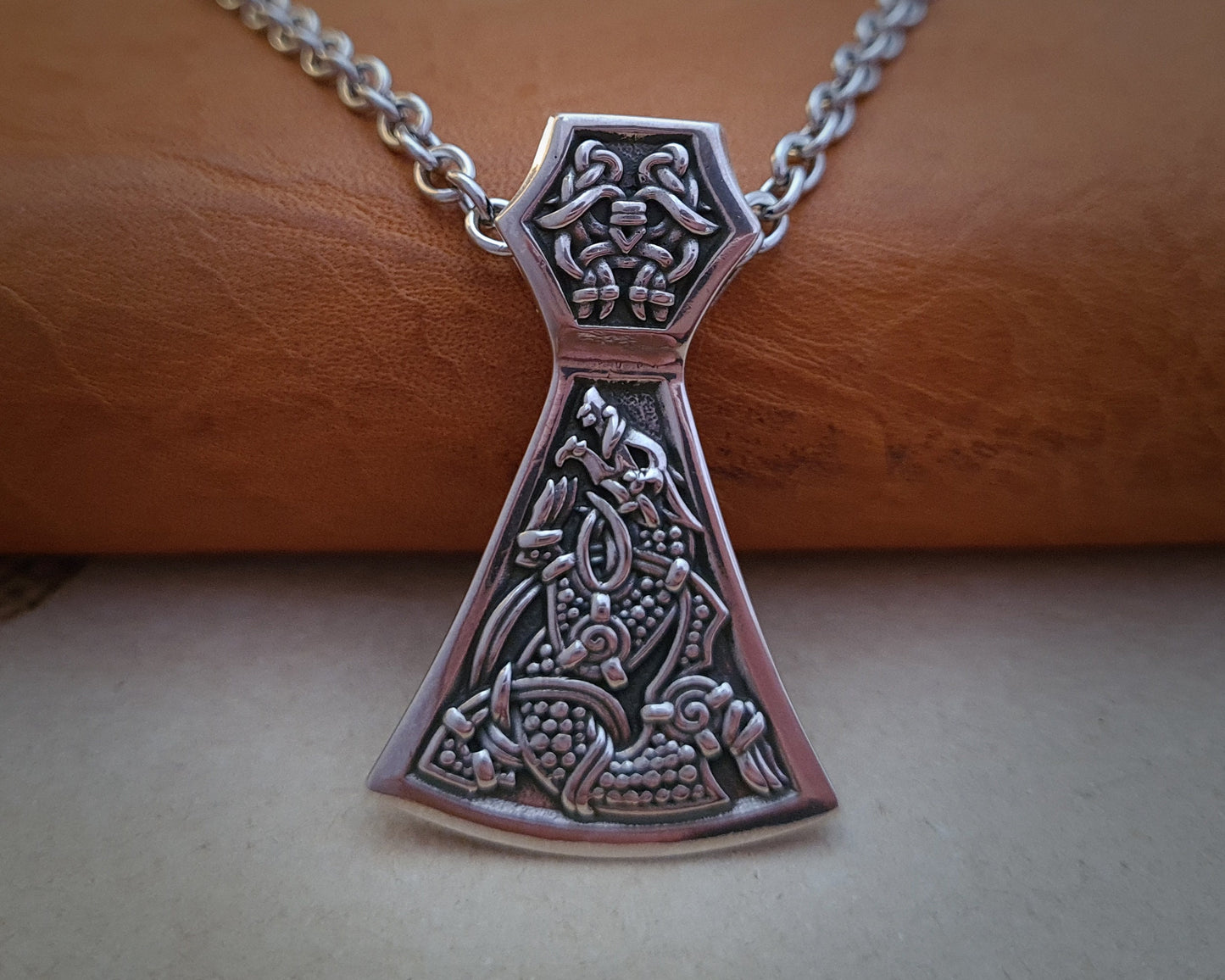 Viking Men Pendant Fenrir Wolf Axe 925 Sterling Silver Men's Necklace Pendant Talisman Jewelry - Baldur Jewelry