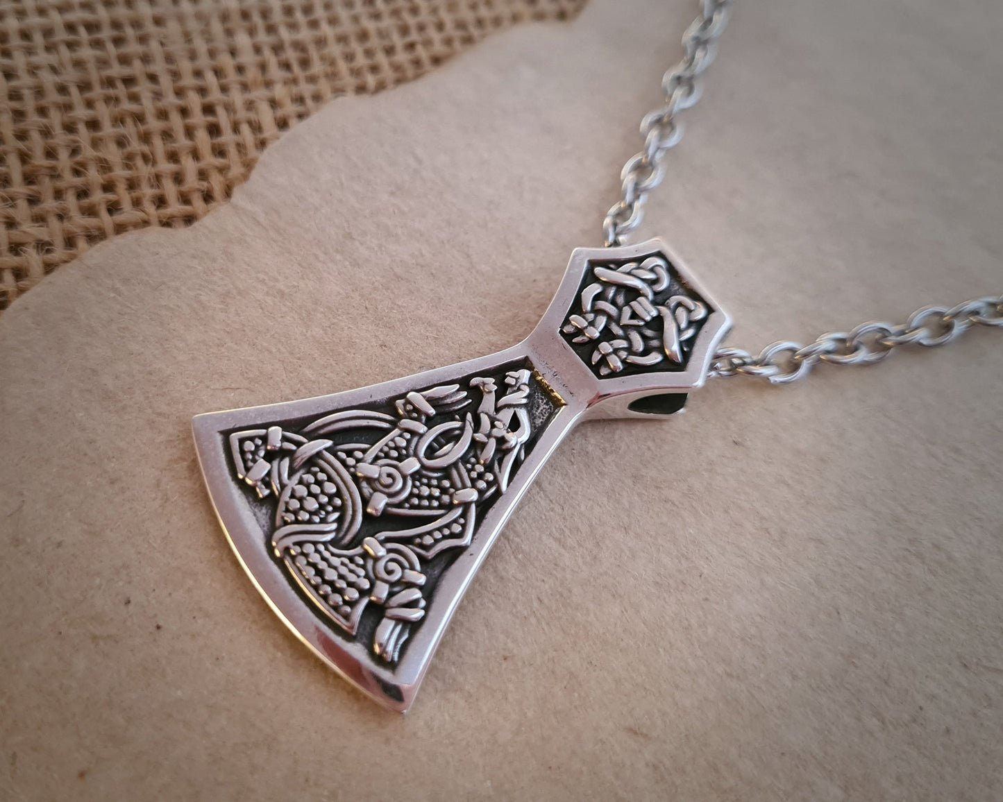 Viking Men Pendant Fenrir Wolf Axe 925 Sterling Silver Men's Necklace Pendant Talisman Jewelry - Baldur Jewelry