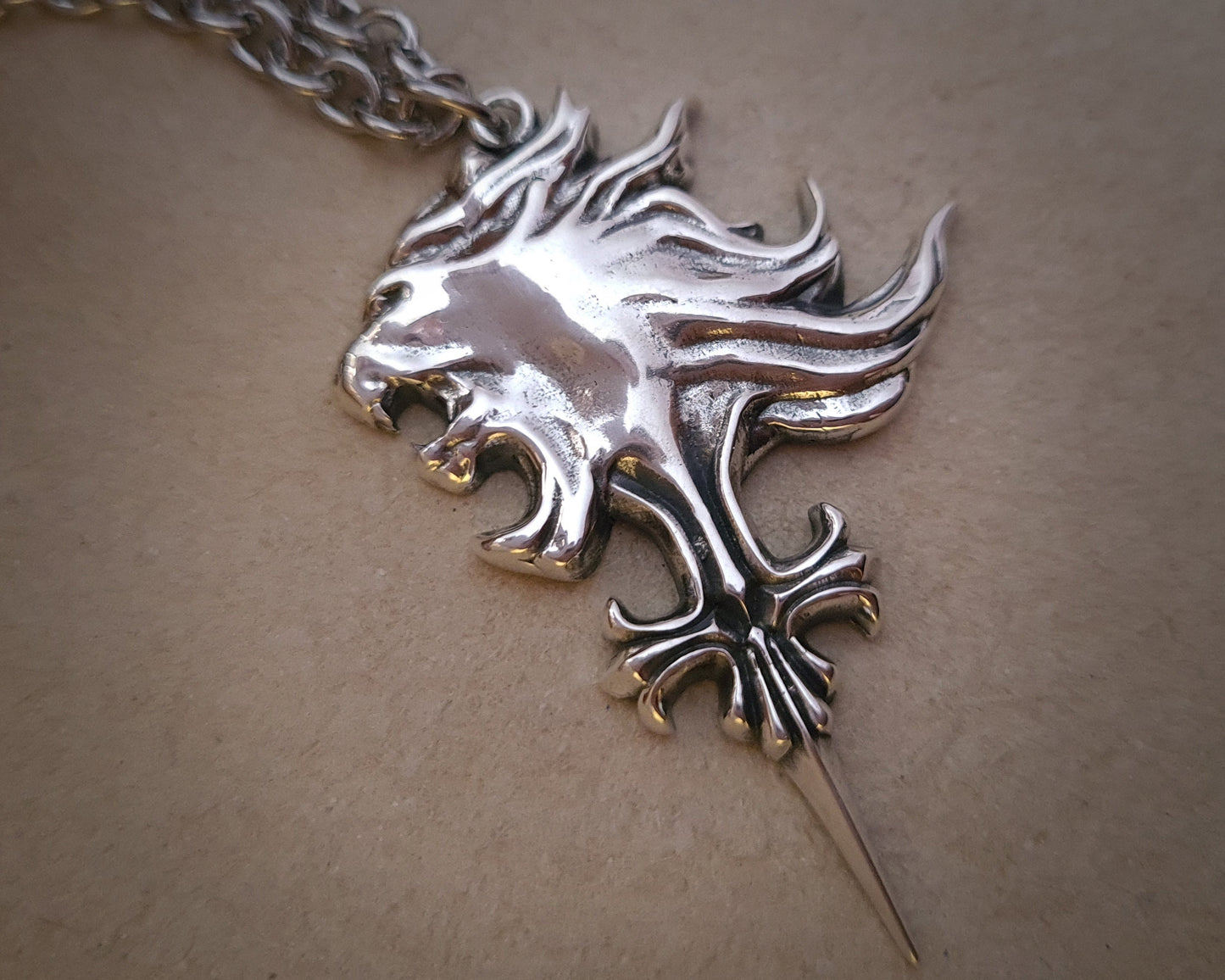 Final Fantasy VIII Large Squall Leonhart Griever Necklace Sterling Silver Pendant Jewelry - Baldur Jewelry