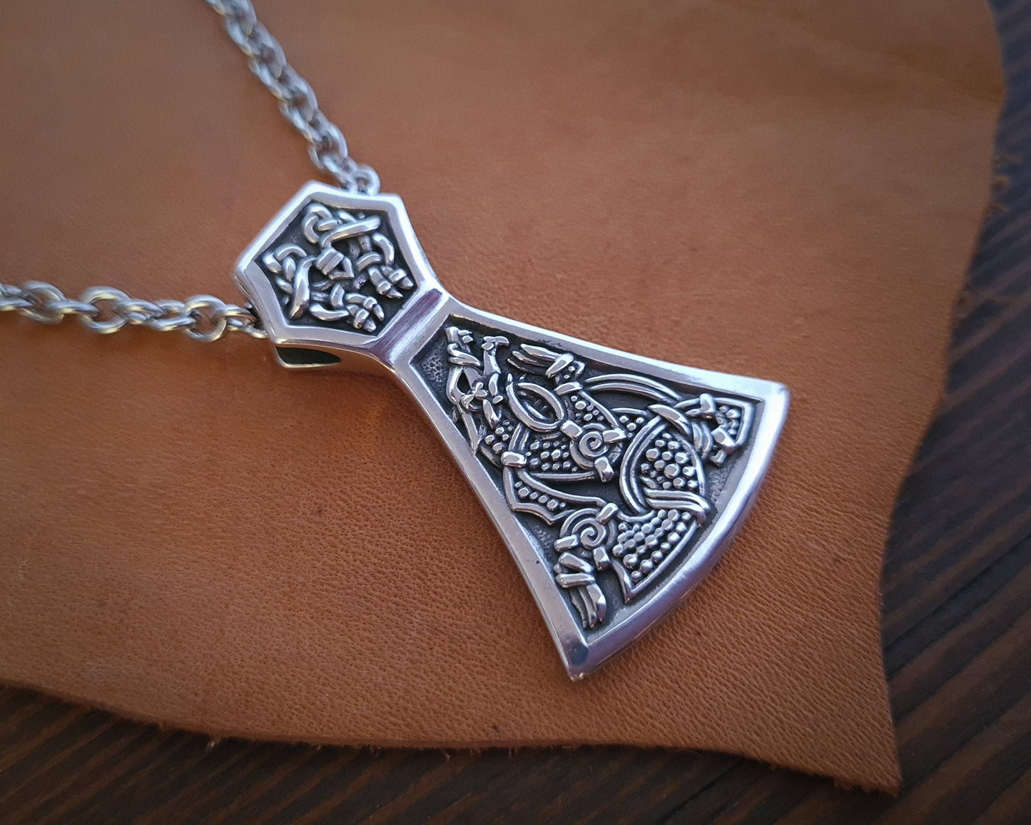 Viking Men Pendant Fenrir Wolf Axe 925 Sterling Silver Men's Necklace Pendant Talisman Jewelry - Baldur Jewelry
