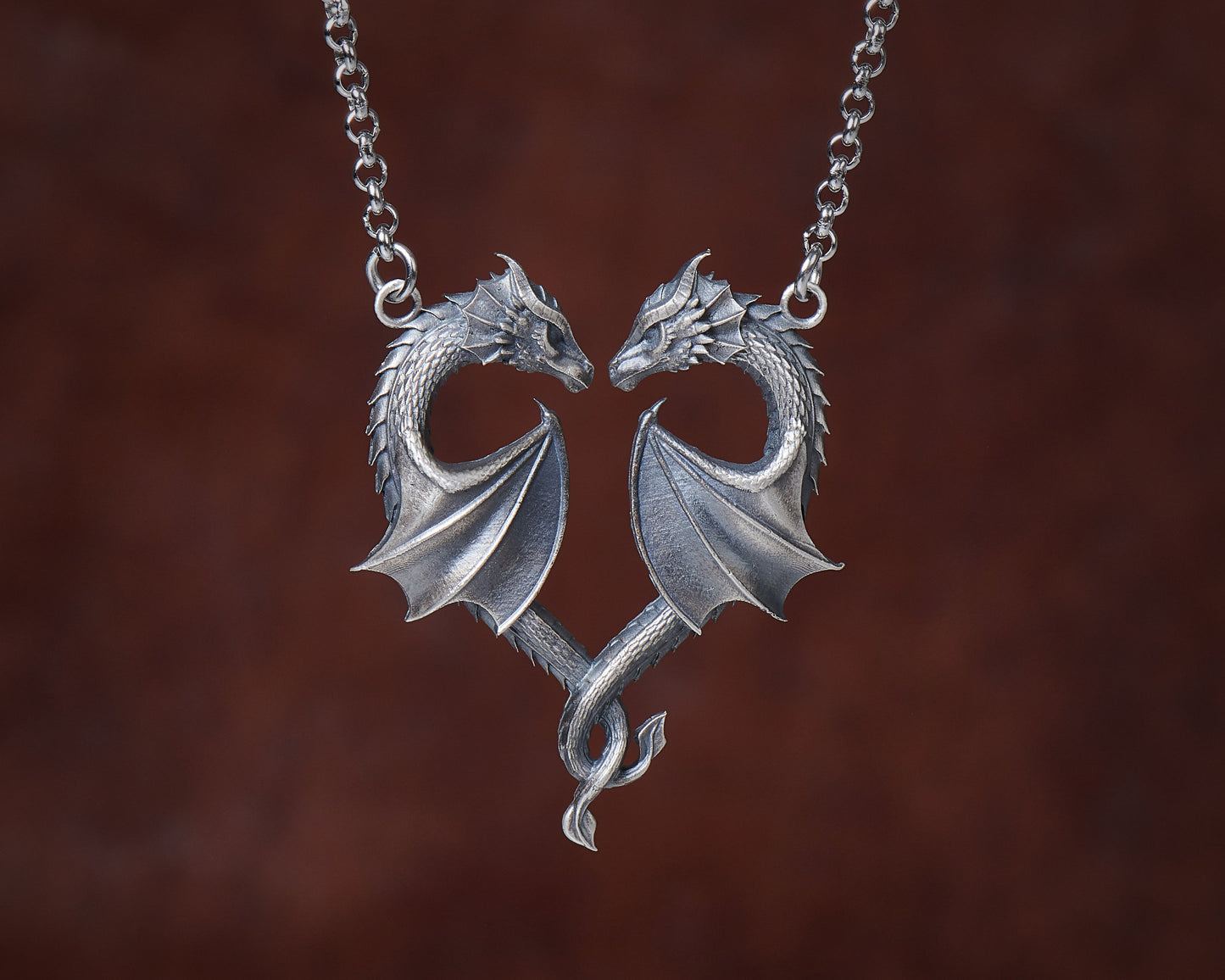 Dragon Necklace Heart Symbol of Love Pendant Jewelry Pendant Necklace