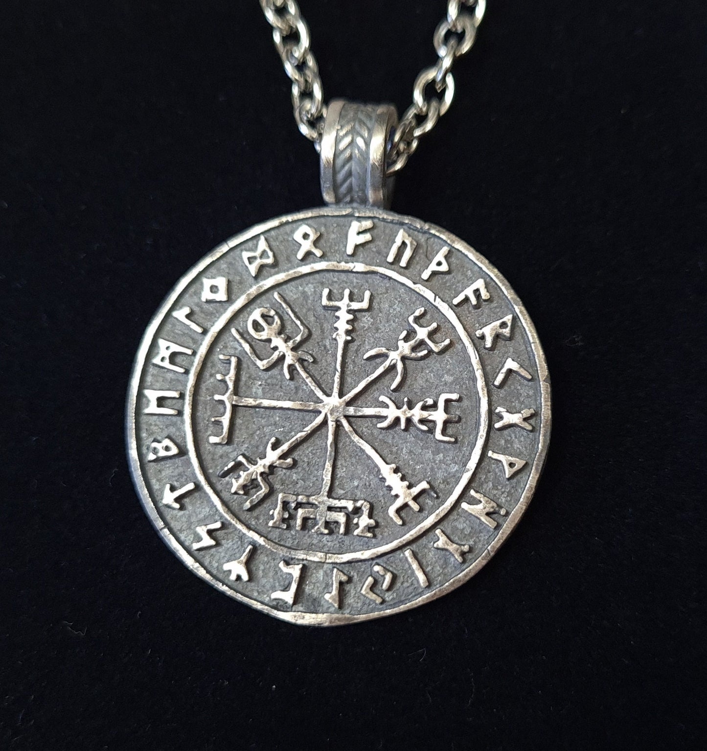 Viking Compass Vegvisir With Runes Necklace Pendant Amulet Nordic Jewelry - Baldur Jewelry