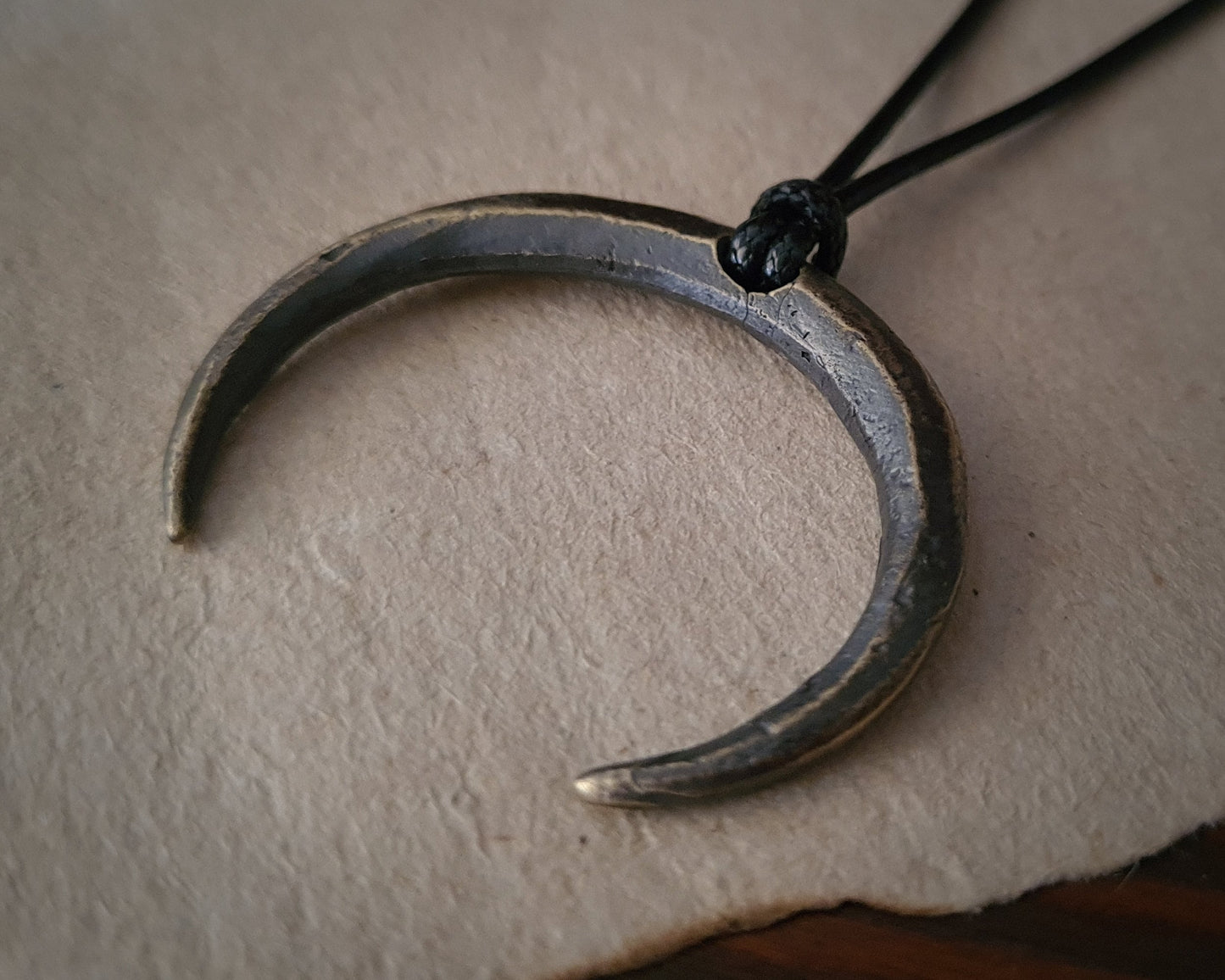 Extra Large Gothic Wiccan Pagan Witchcraft Crescent Moon Necklace Pendant With Adjustable String Charm Embracing Spiritual Universal Energy - Baldur Jewelry