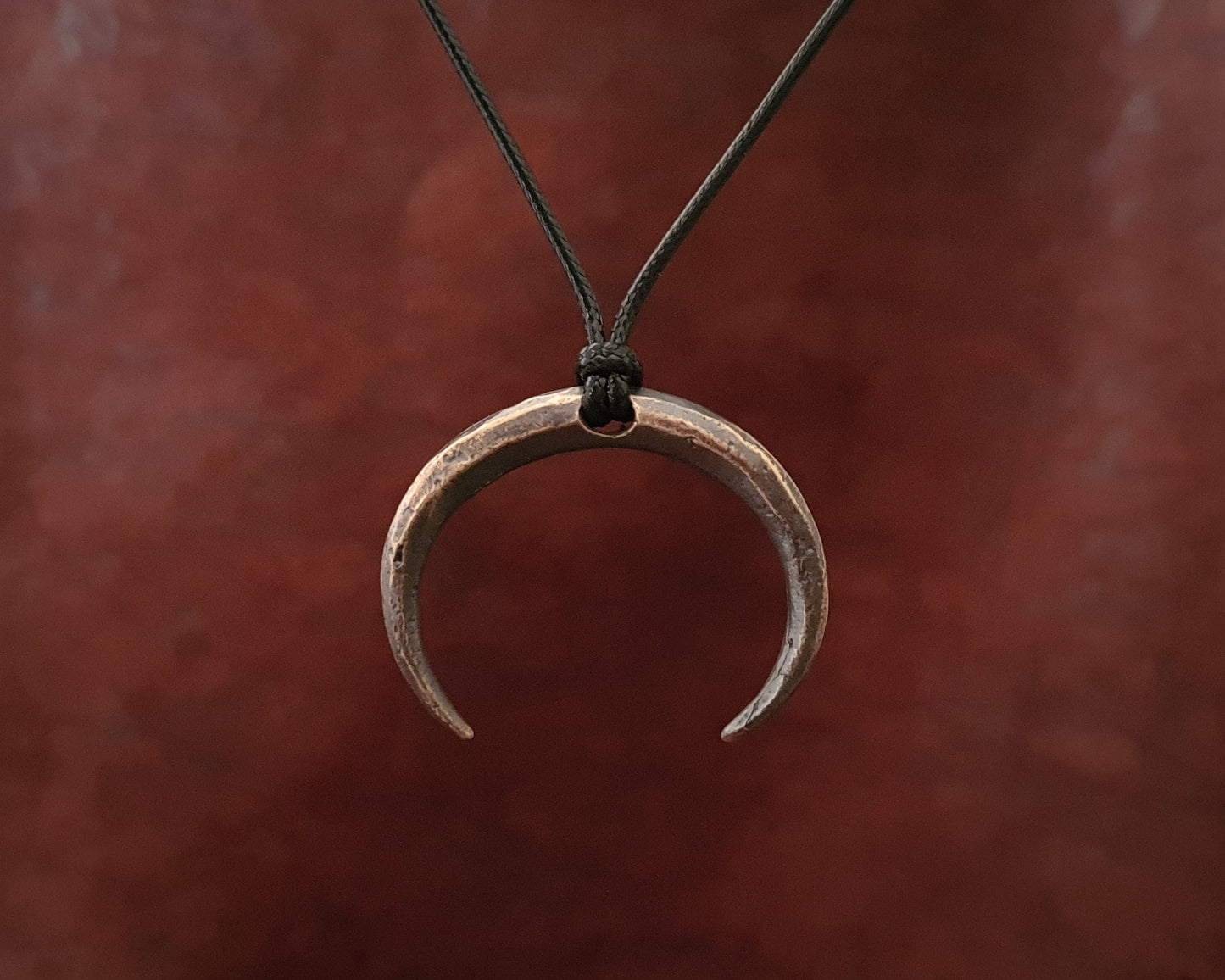 Extra Large Gothic Wiccan Pagan Witchcraft Crescent Moon Necklace Pendant With Adjustable String Charm Embracing Spiritual Universal Energy - Baldur Jewelry