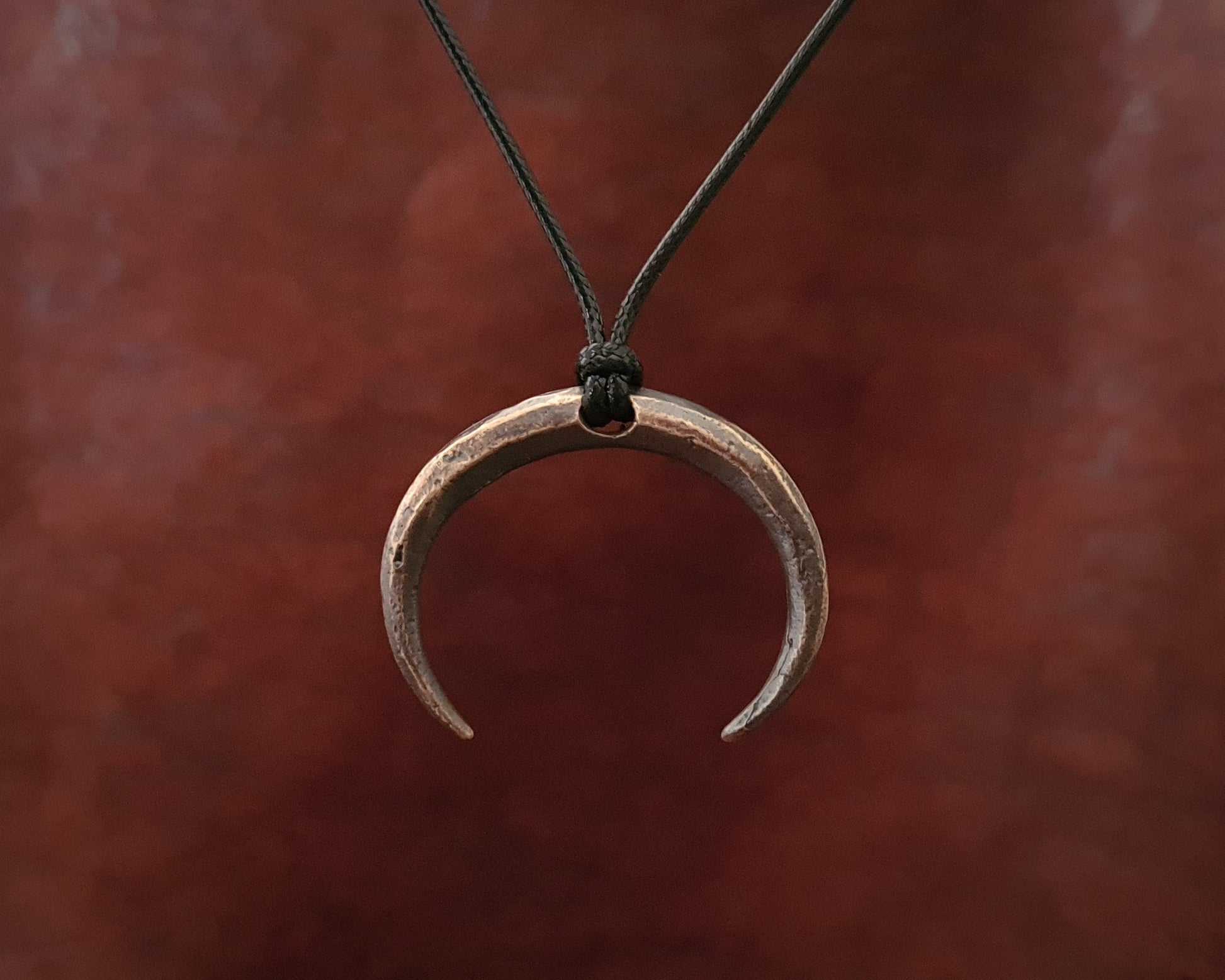 Extra Large Gothic Wiccan Pagan Witchcraft Crescent Moon Necklace Pendant With Adjustable String Charm Embracing Spiritual Universal Energy - Baldur Jewelry