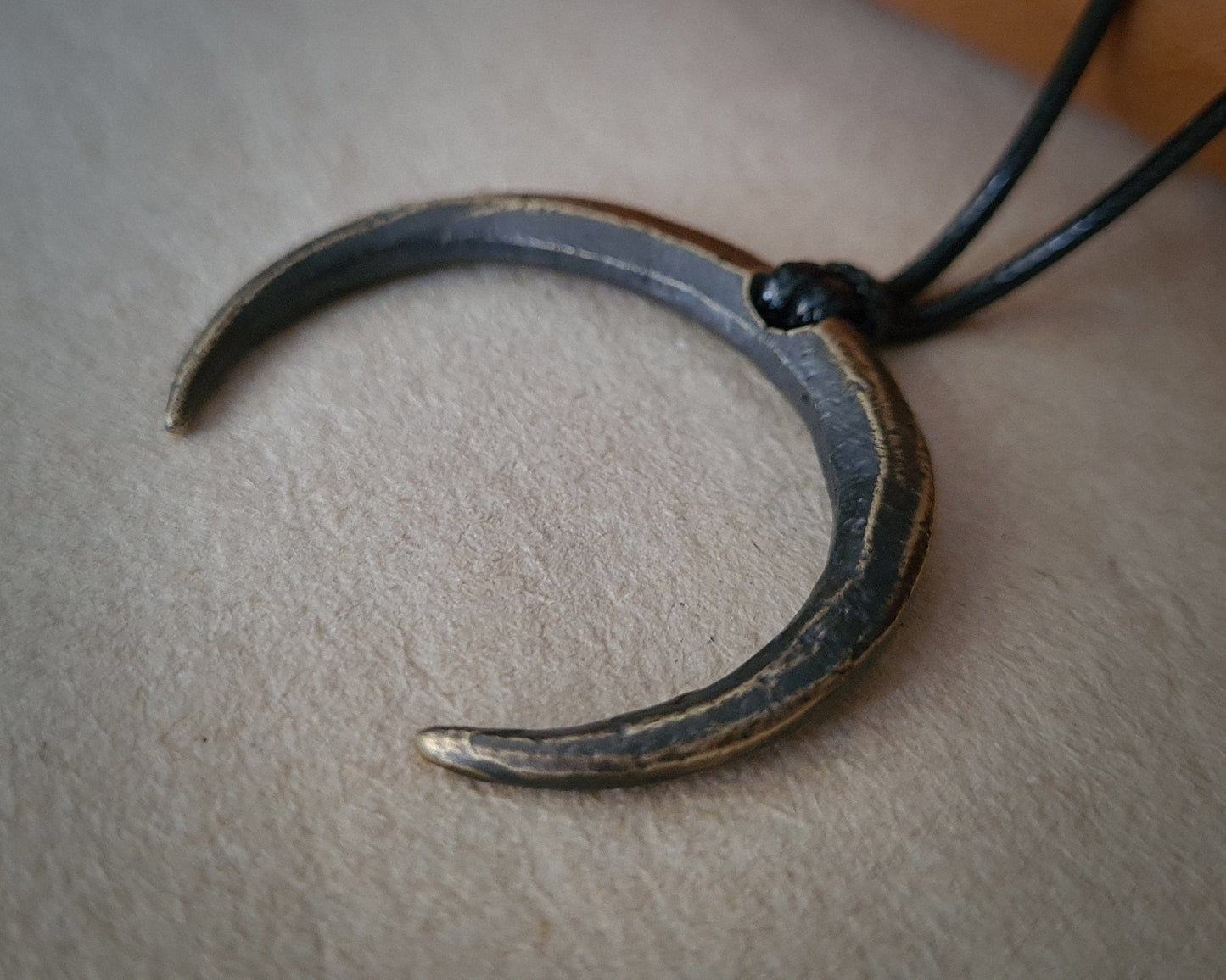Extra Large Gothic Wiccan Pagan Witchcraft Crescent Moon Necklace Pendant With Adjustable String Charm Embracing Spiritual Universal Energy - Baldur Jewelry