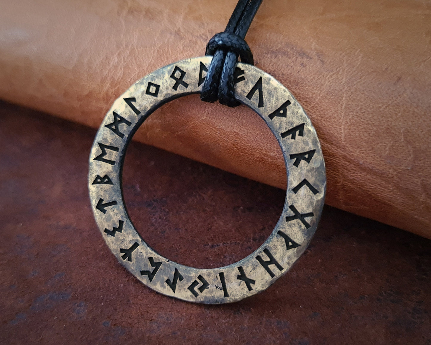 Viking Rune Ring Necklace, Runes Circle, Futhark , Norse mythology, Odin Pendant Jewlery Talisman - Baldur Jewelry