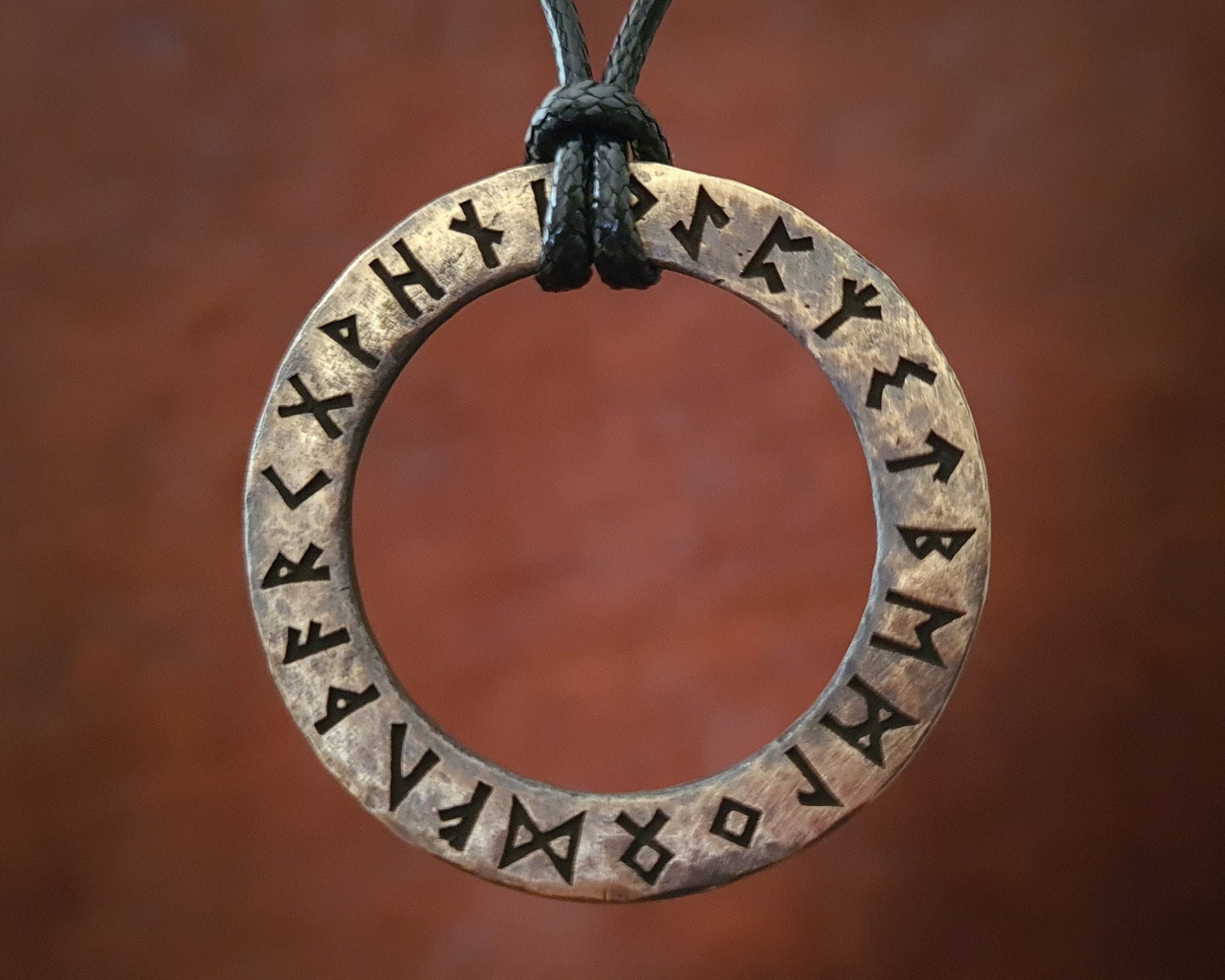Viking Rune Ring Necklace, Runes Circle, Futhark , Norse mythology, Odin Pendant Jewlery Talisman - Baldur Jewelry