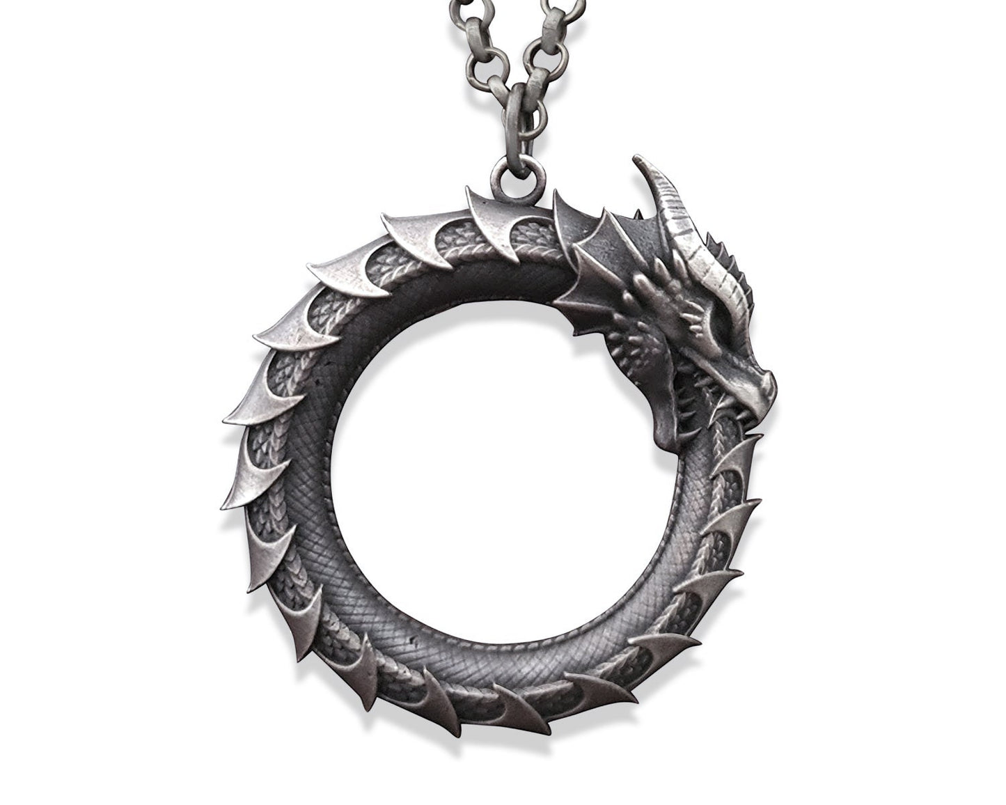 Ouroboros Dragon Snake Viking Pendant Necklace Amulet Charm With Chain - Baldur Jewelry