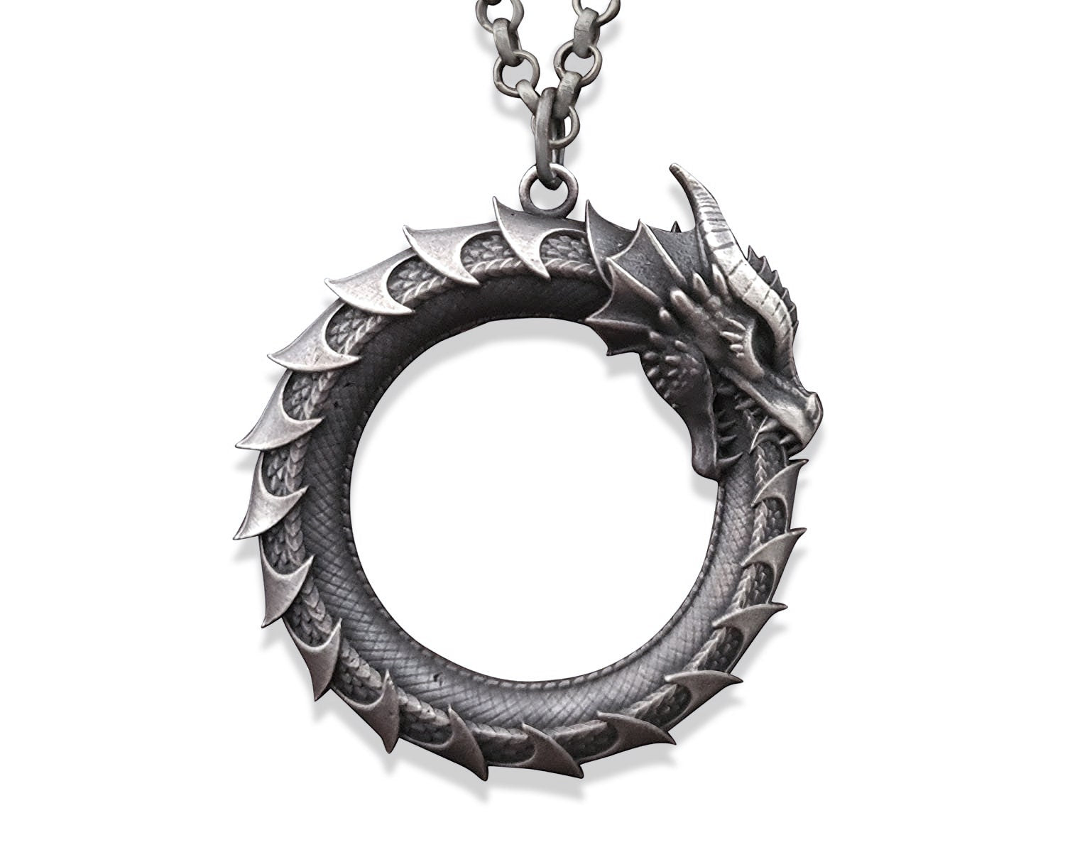 Ouroboros Dragon Snake Viking Pendant Necklace Amulet Charm With Chain - Baldur Jewelry