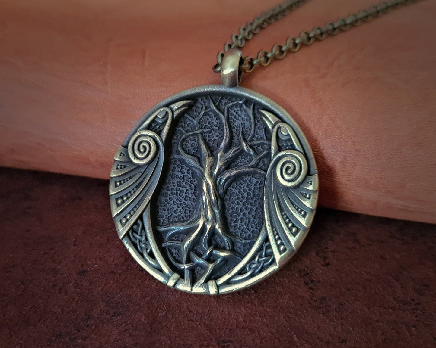 Viking Celtic Raven Yggdrasil Crow Huginn Muninn Tree of Life Pendant Necklace Amulet Talisman Jewelry Medallion - Baldur Jewelry