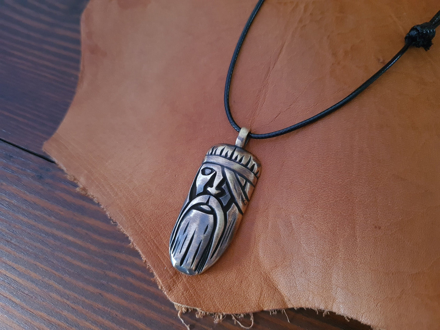 Viking Odin Allfather Necklace Pendant Charm Talisman Jewelry Brass / 925 Sterling Silver With Adjustable String - Baldur Jewelry