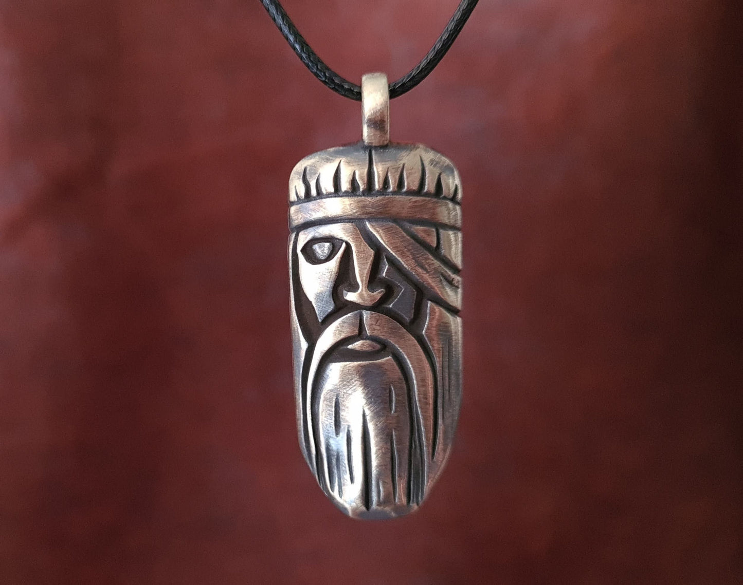 Viking Odin Allfather Necklace Pendant Charm Talisman Jewelry Brass / 925 Sterling Silver With Adjustable String - Baldur Jewelry