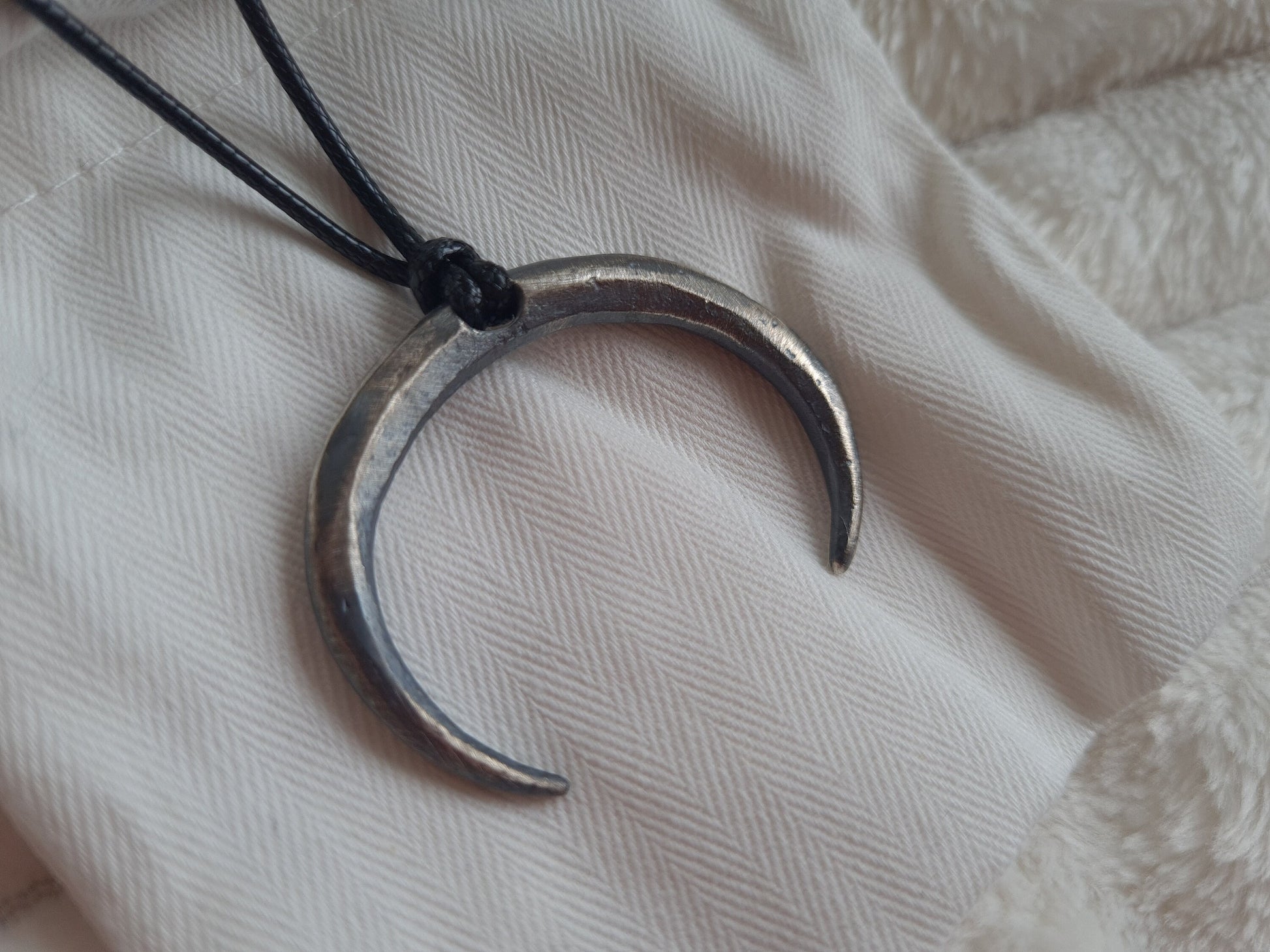 Extra Large Gothic Wiccan Pagan Witchcraft Crescent Moon Necklace Pendant With Adjustable String Charm Embracing Spiritual Universal Energy - Baldur Jewelry