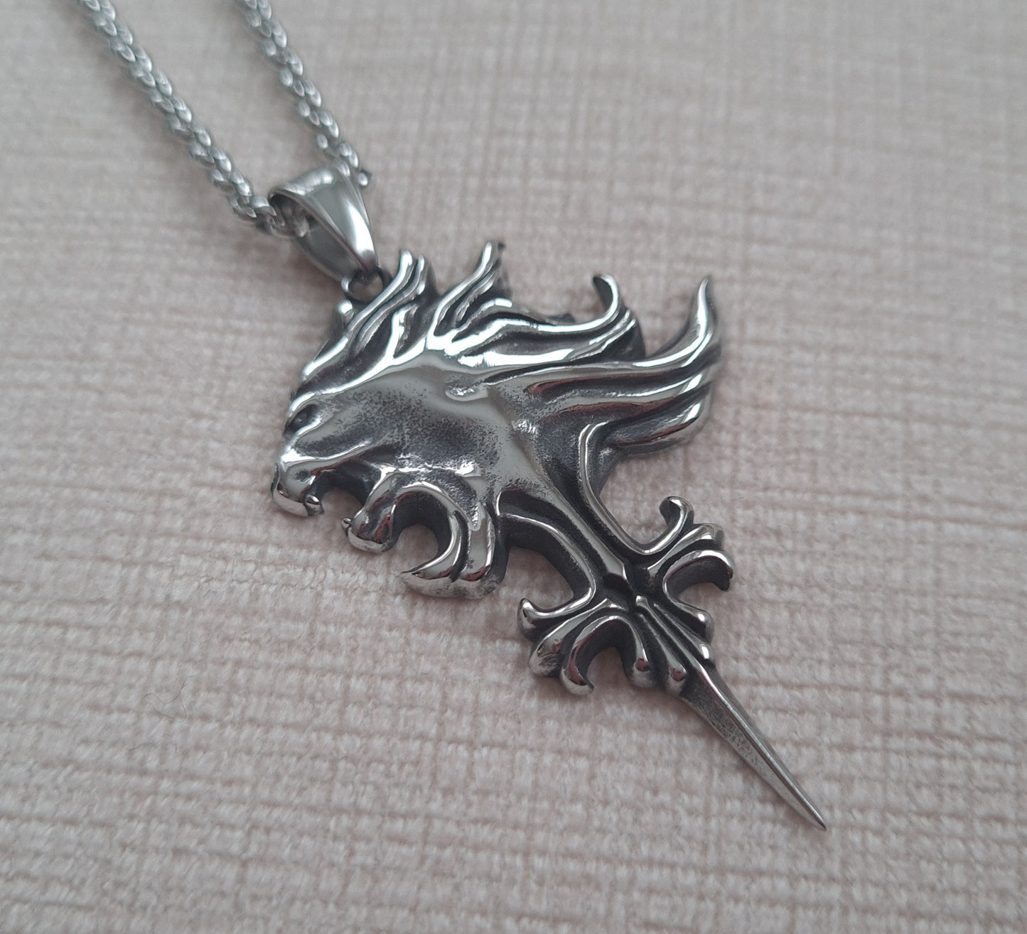 Final Fantasy VIII Large Squall Leonhart Griever Necklace Sterling Silver Pendant Jewelry - Baldur Jewelry
