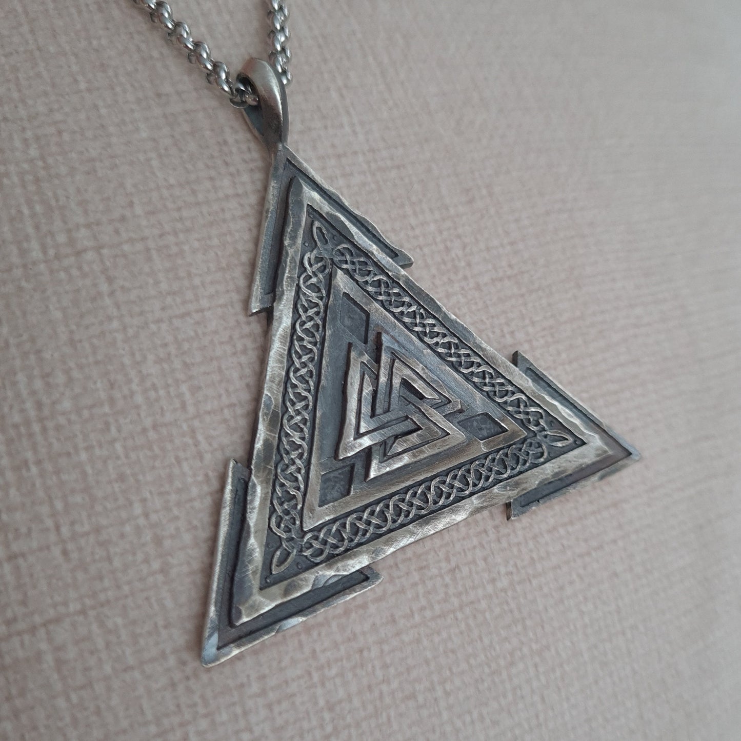 Large Viking Valknut Warrior Pendant Norse Jewelry Necklace - Baldur Jewelry