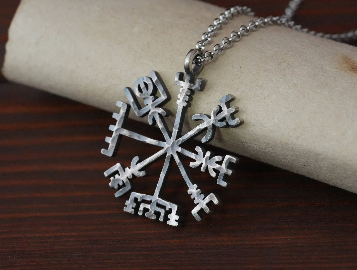 Vegvisir - A Viking Compass Hand Hammered Pendant Necklace