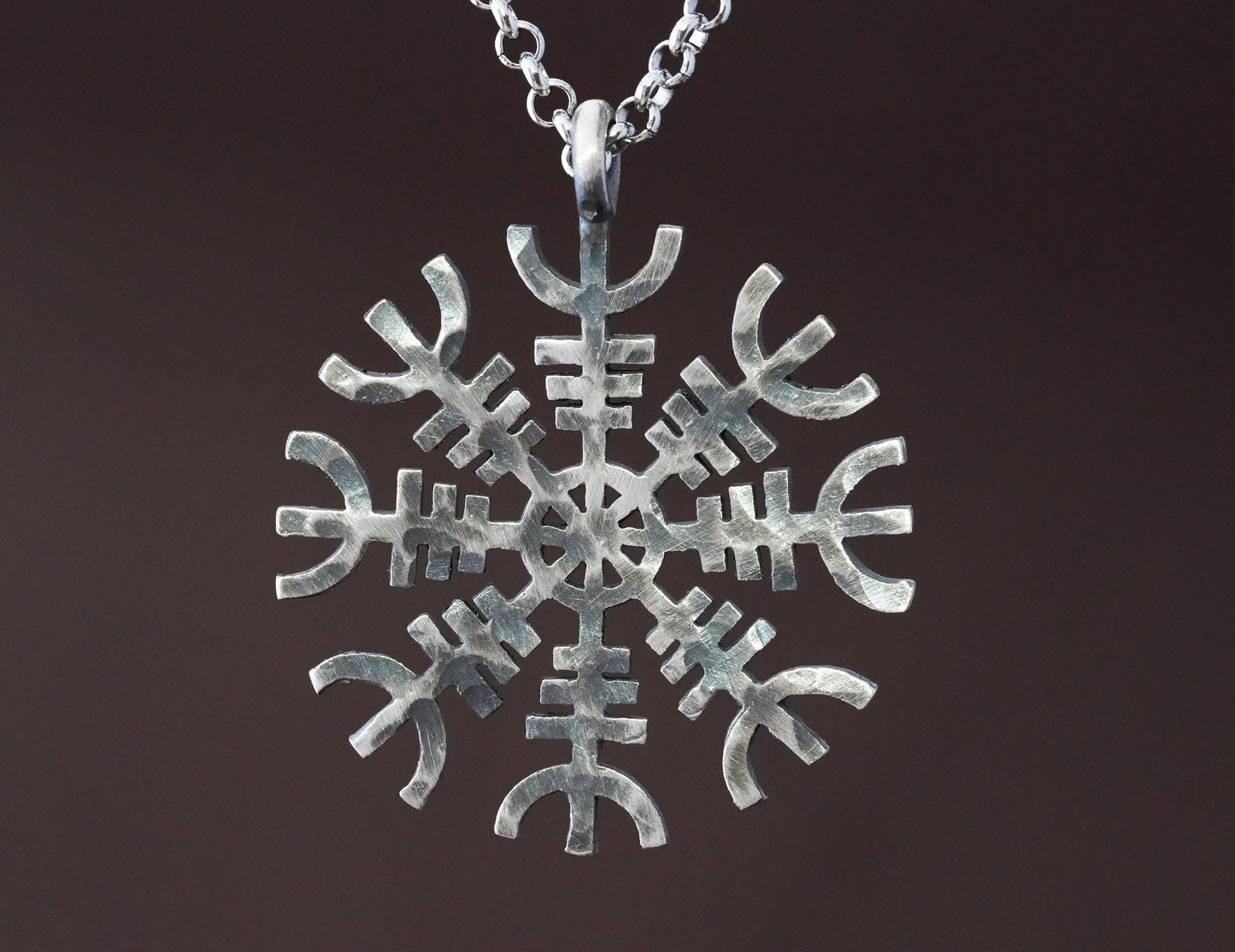 Viking Aegishjalmur - Helm of Awe - Norse Protective Amulet Necklace Pendant With Chain - Baldur Jewelry