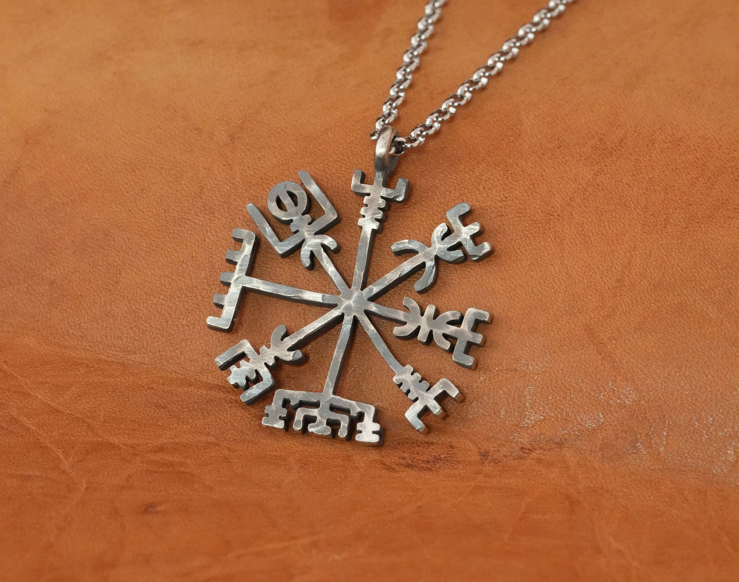 Vegvisir - A Viking Compass Hand Hammered Pendant Necklace