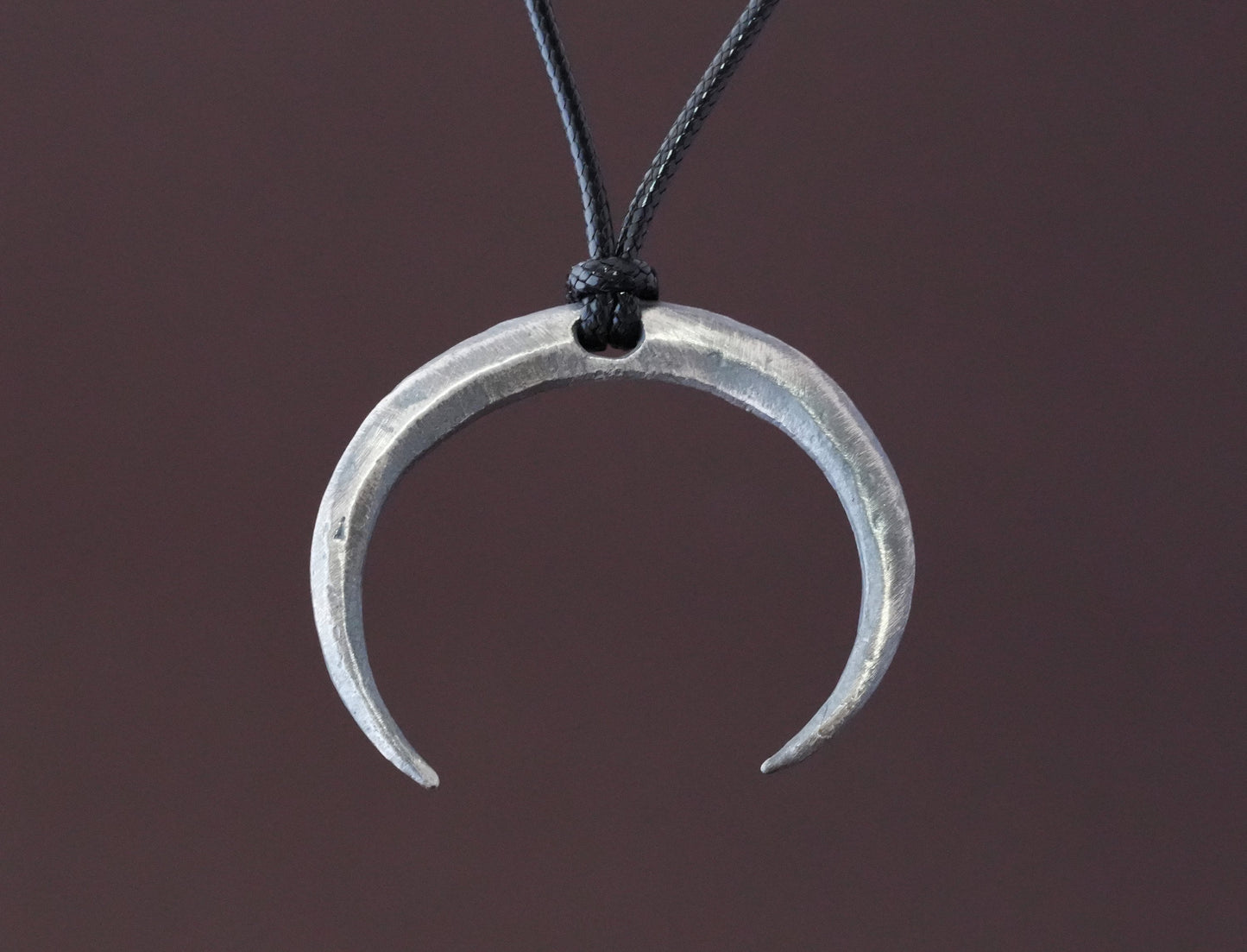 Extra Large Gothic Wiccan Pagan Witchcraft Crescent Moon Necklace Pendant With Adjustable String Charm Embracing Spiritual Universal Energy - Baldur Jewelry