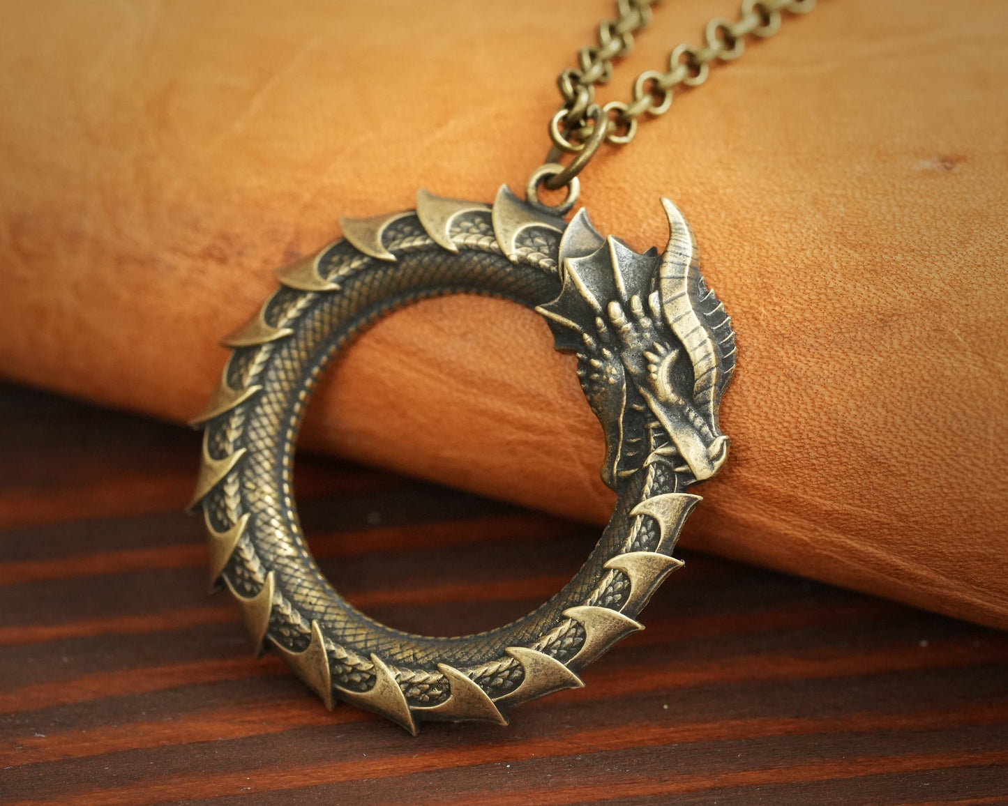 Ouroboros Dragon Snake Viking Pendant Necklace Amulet Charm With Chain - Baldur Jewelry