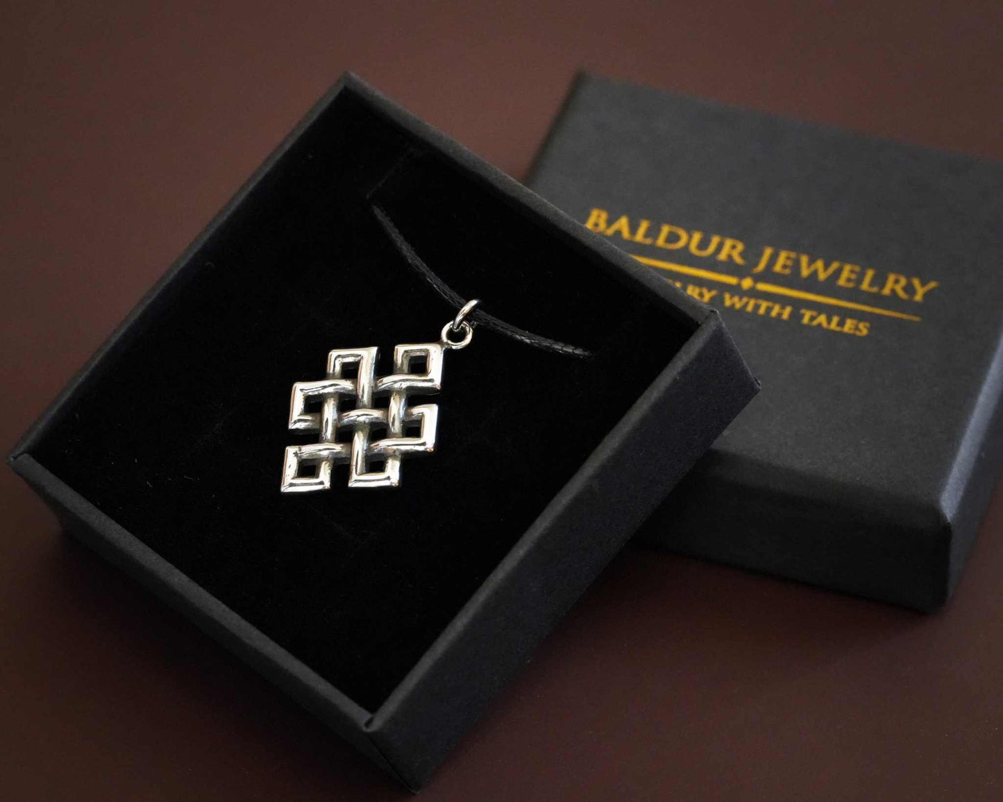 Handmade Tibetan Endless Love Knot Necklace Pendant for Women Japanese Meaningful Meditation Buddhist Jewelry With Adjustable String - Baldur Jewelry