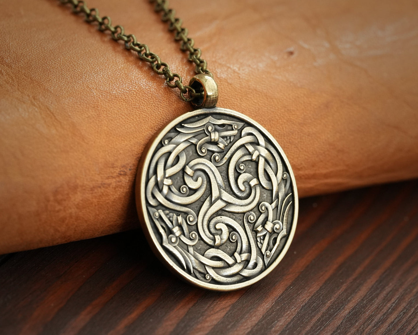 Viking Celtic Dragon Triskelion Infinity Endless Cycle Triskele Mens Necklace Pendant Charm Jewelry With Chain - Baldur Jewelry
