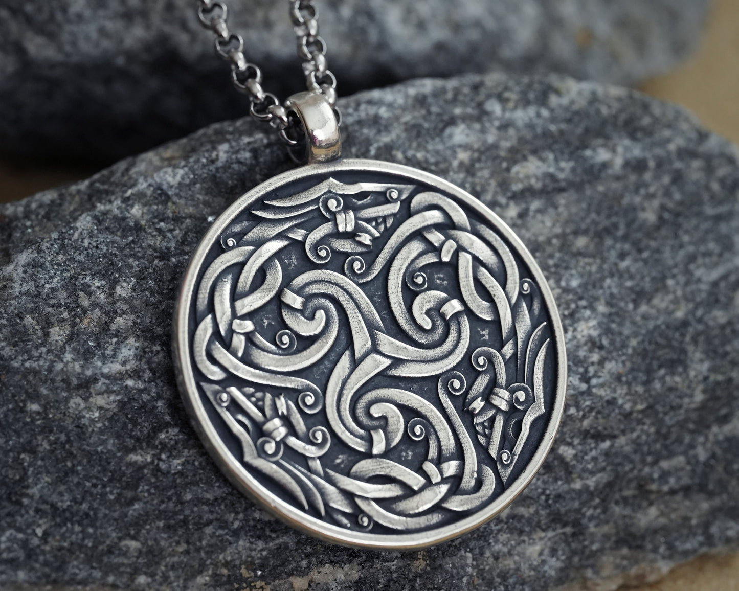 Viking Celtic Dragon Triskelion Infinity Endless Cycle Triskele Mens Necklace Pendant Charm Jewelry With Chain - Baldur Jewelry