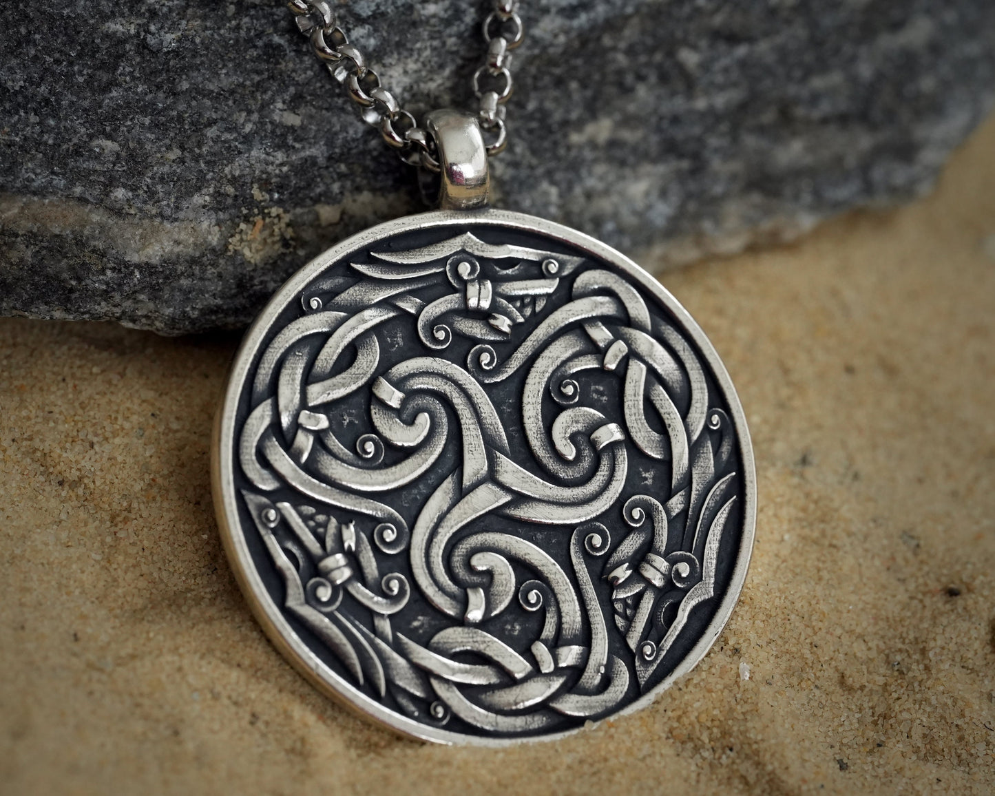 Viking Celtic Dragon Triskelion Infinity Endless Cycle Triskele Mens Necklace Pendant Charm Jewelry With Chain - Baldur Jewelry