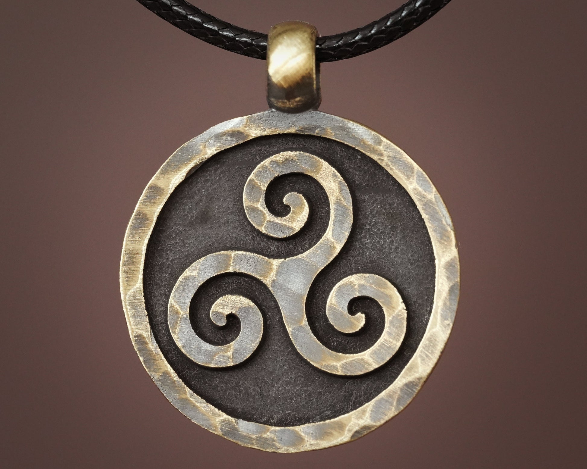 Hand Hammered Celtic Viking Triskelion Triskele Spiral of Life Pendant Necklace Charm - Baldur Jewelry