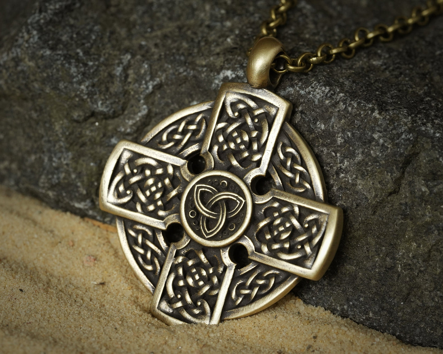 Handmade Celtic Cross Triquetra Necklace for Women for Men Symbol of Faith Heritage Celtic Irish Cross Jewelry Charm 925 Sterling Silver - Baldur Jewelry