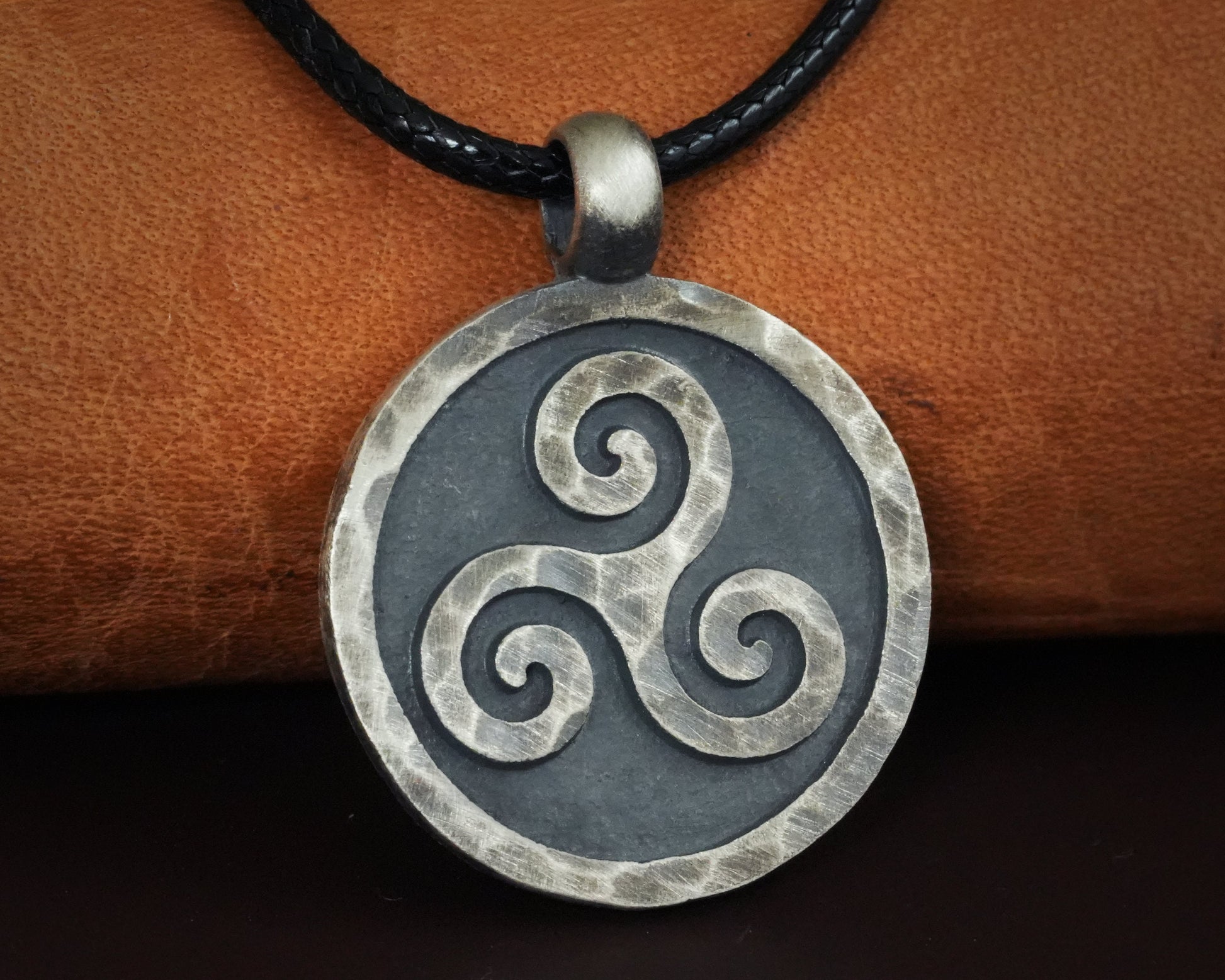 Hand Hammered Celtic Viking Triskelion Triskele Spiral of Life Pendant Necklace Charm - Baldur Jewelry