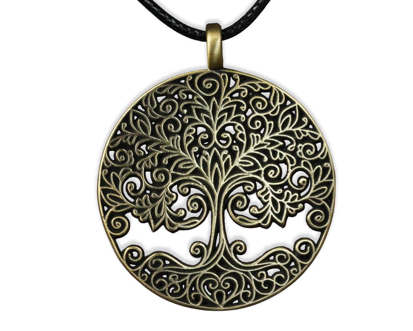 Handmade Filigree Tree of Life Brass 925 Sterling Silver Real Metal Intricate Viking Celtic Yggdrasil For Women and Men, Adjustable String